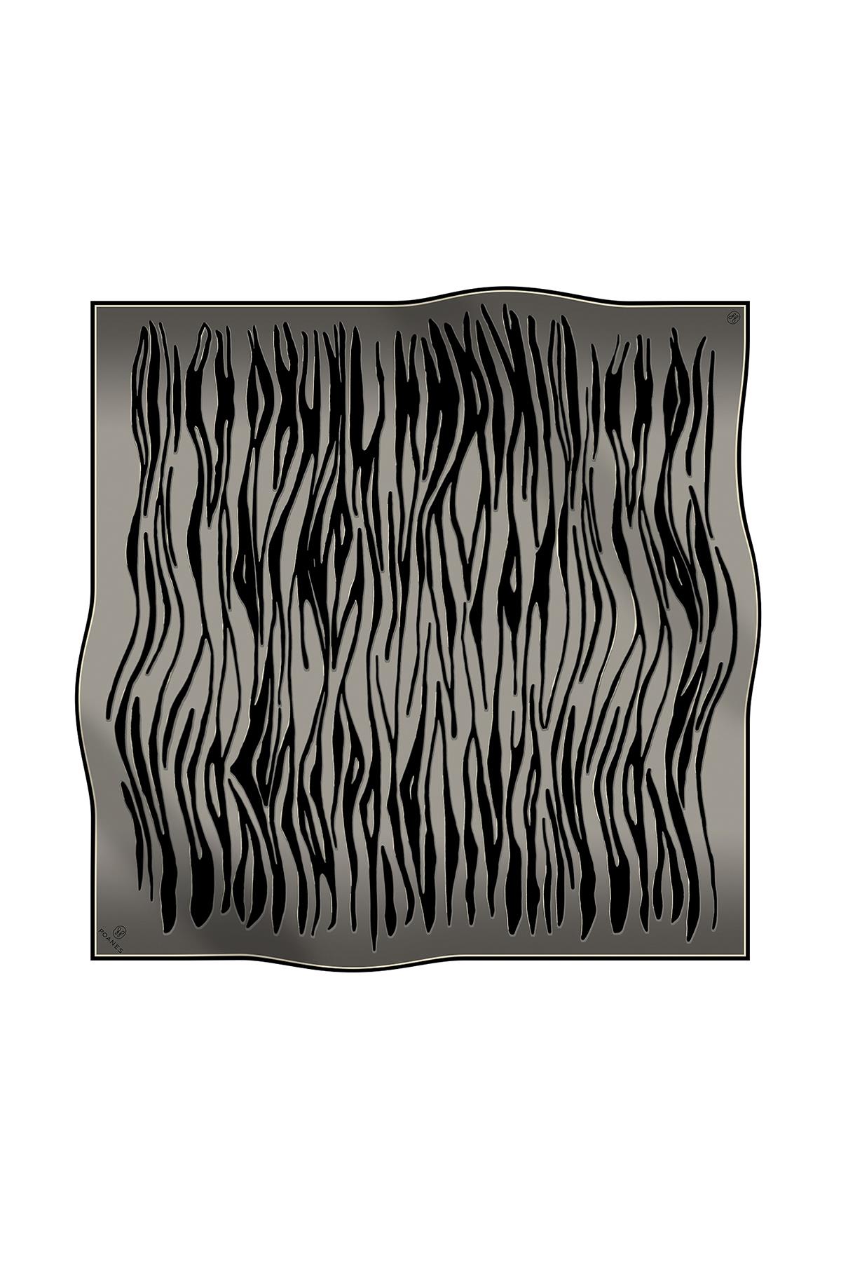 Poanes ZEBRA DESENLİ TWILL İPEK EŞARP görseli 1