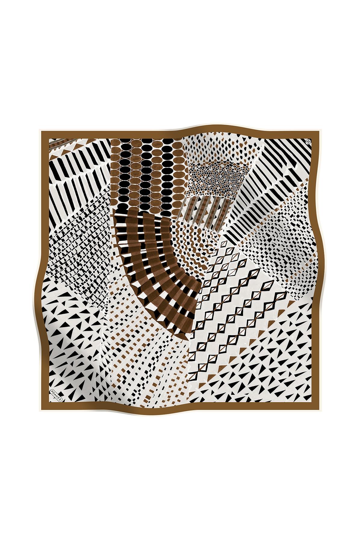 Poanes GEOMETRİ DESENLİ TWILL İPEK EŞARP görseli 1