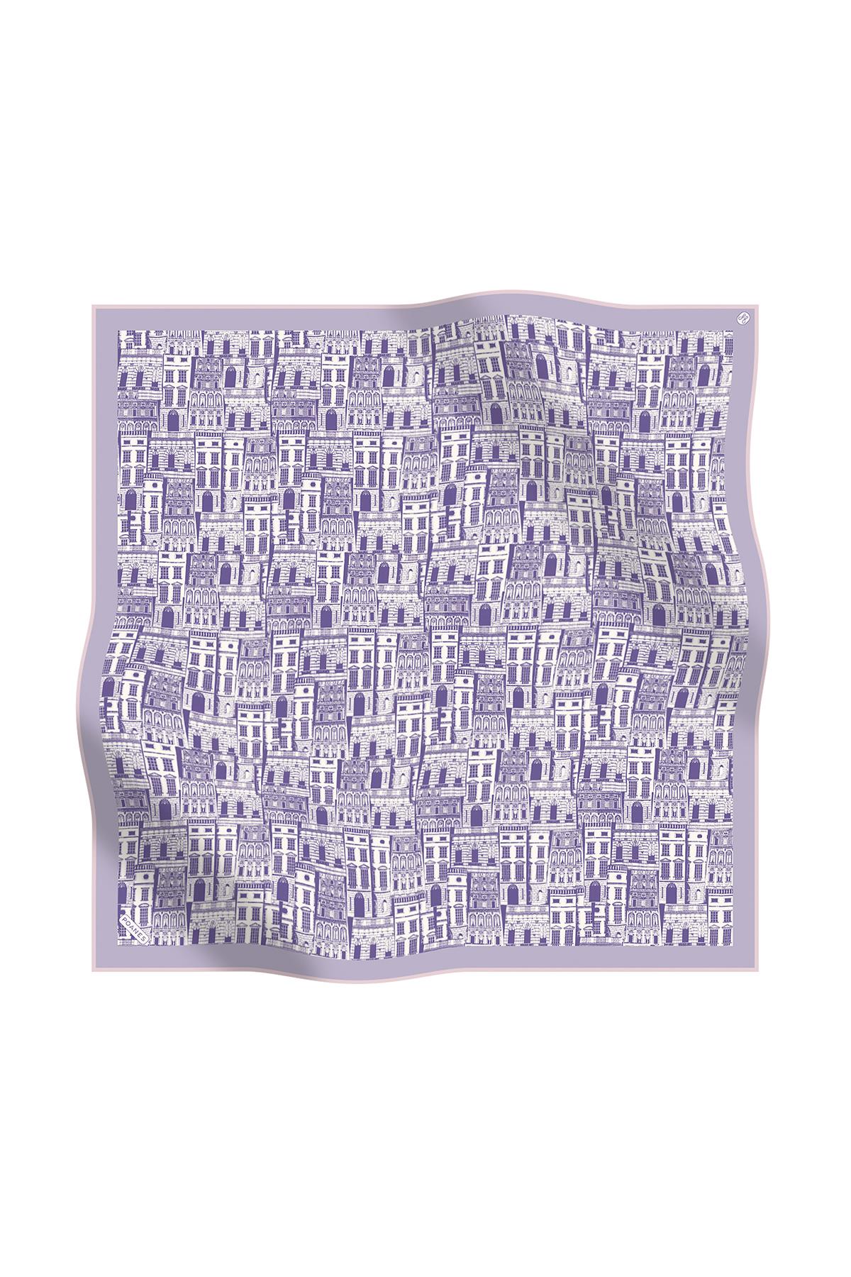 Poanes ŞEHİR DESENLİ TWILL İPEK EŞARP