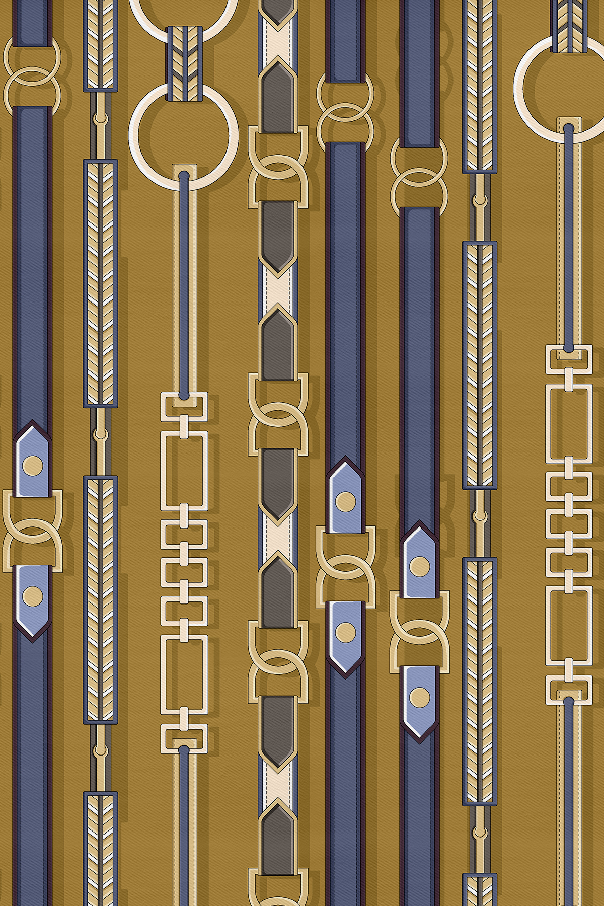 Dikey Ritim Desenli Twill İpek Eşarp görseli 2