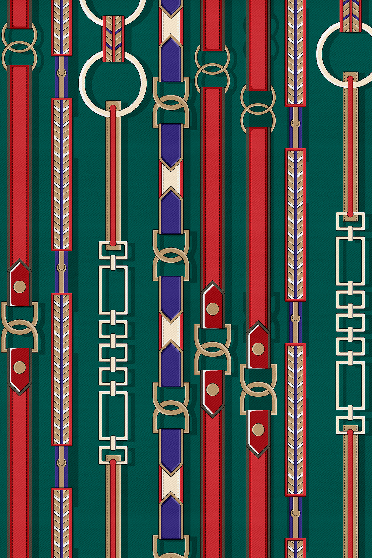 Dikey Ritim Desenli Twill İpek Eşarp görseli 2