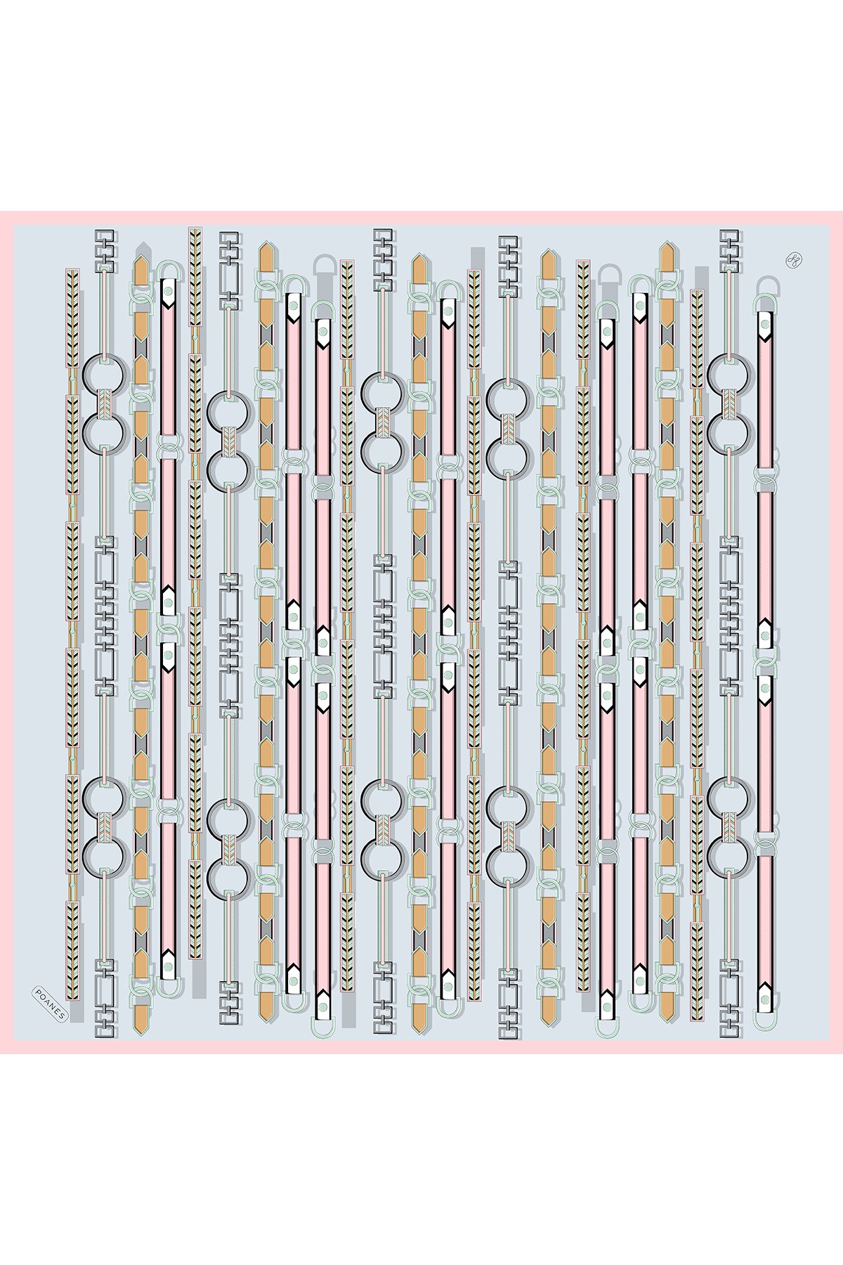 Dikey Ritim Desenli Twill İpek Eşarp