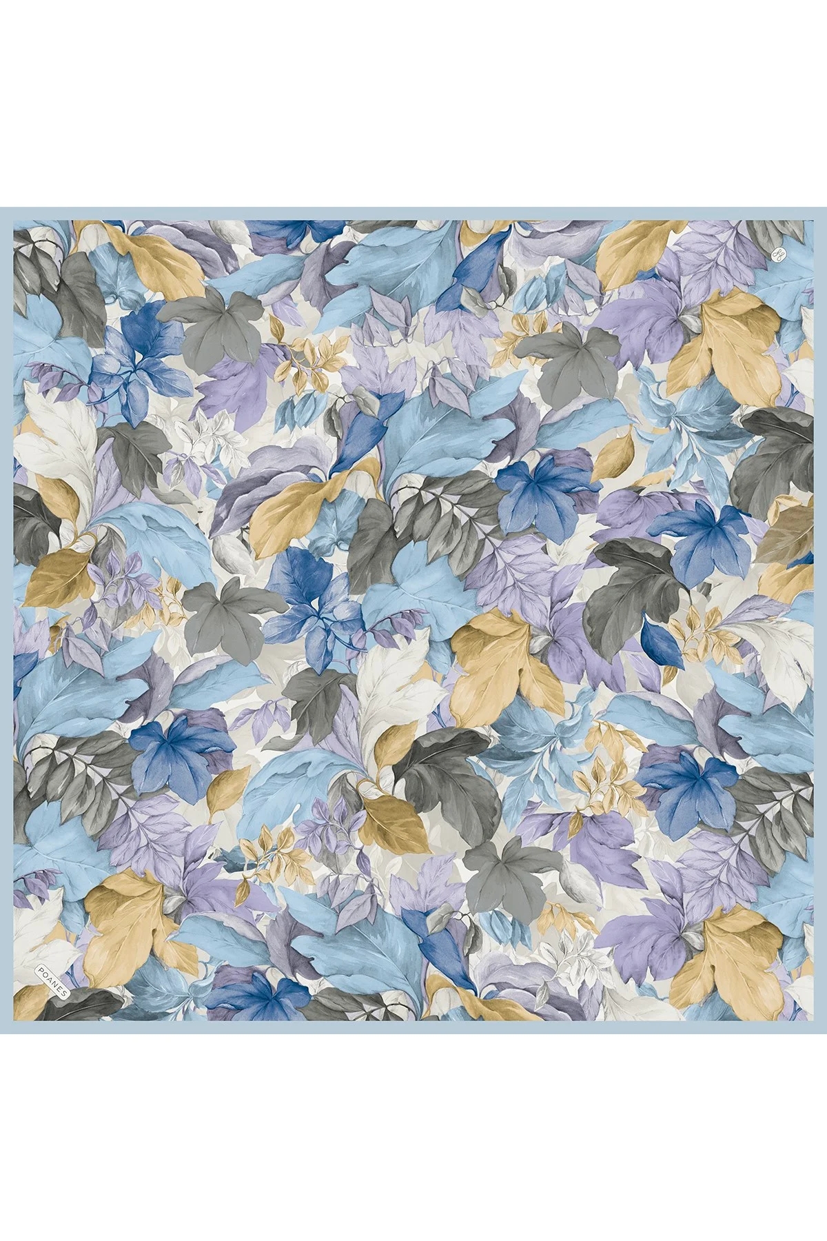 Yaprak Harmoni Desenli Twill İpek Eşarp