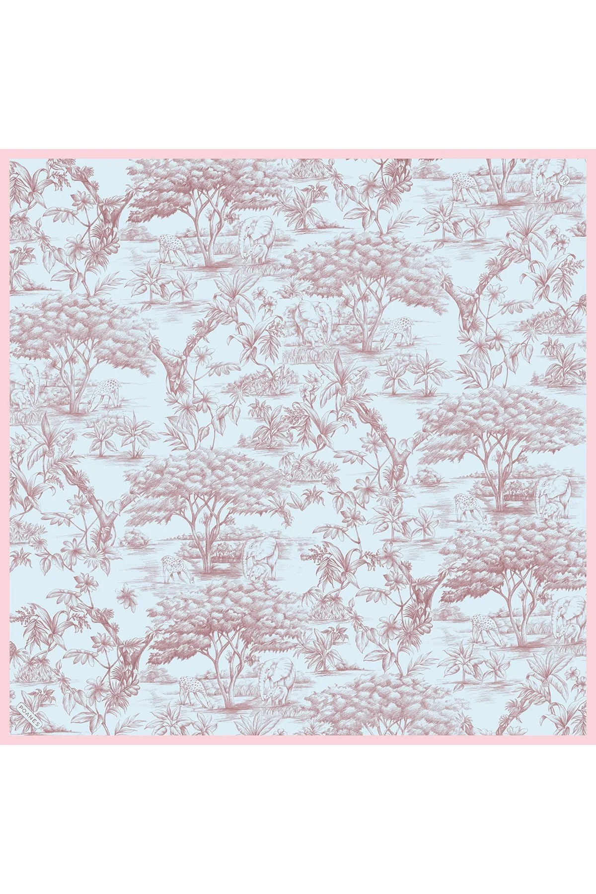 Eskiz Desenli Twill İpek Eşarp
