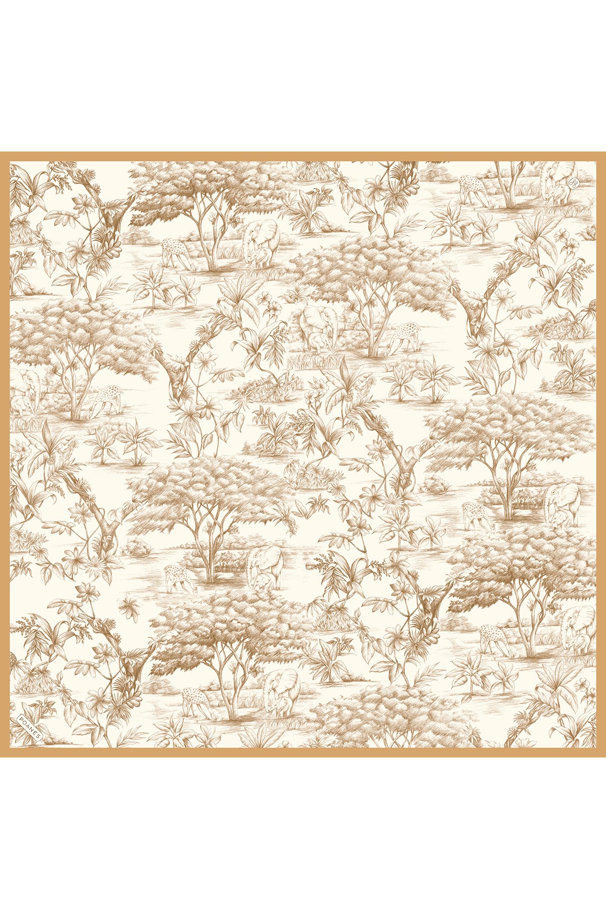 Poanes Eskiz Desenli Twill İpek Eşarp görseli 1