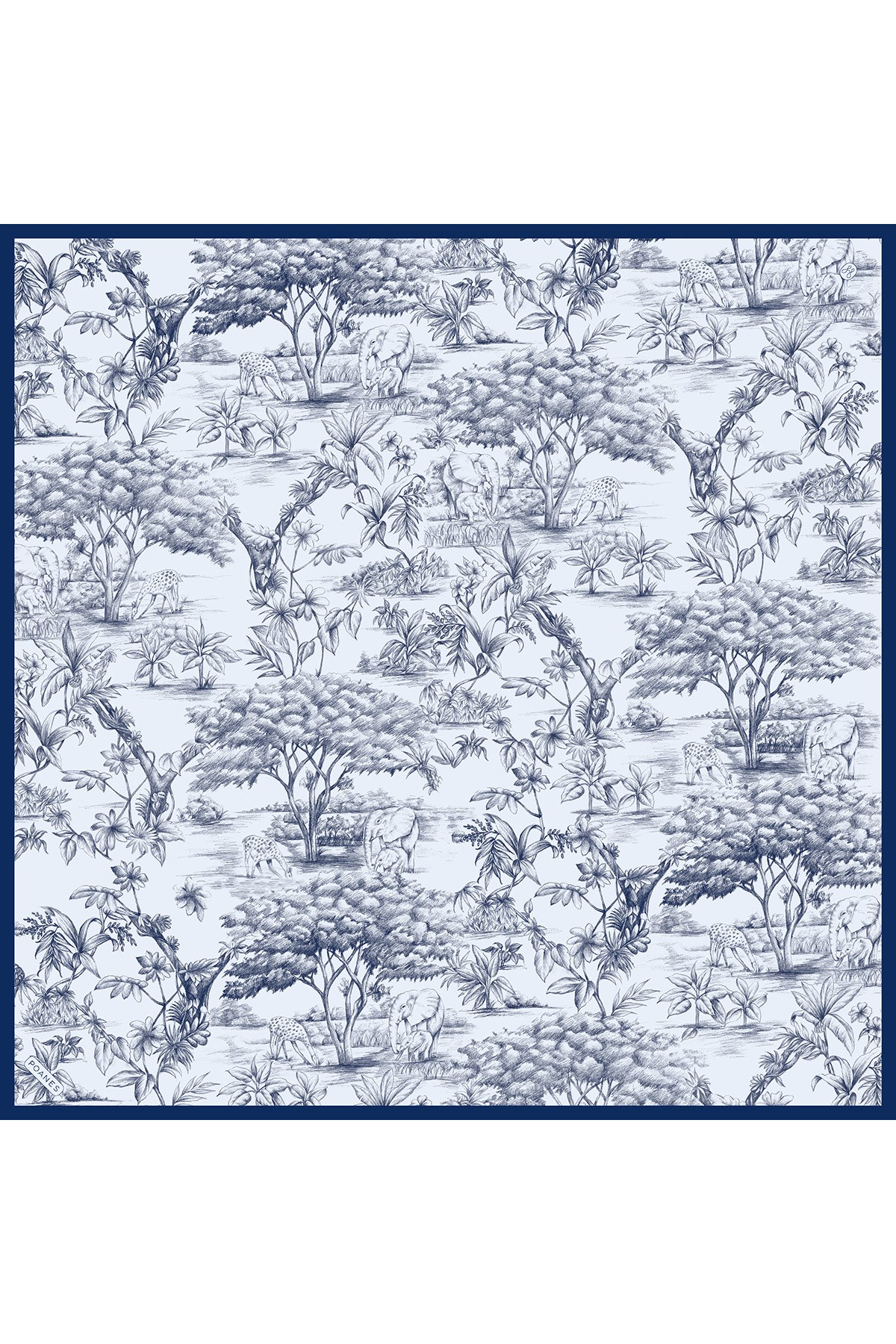 Poanes Eskiz Desenli Twill İpek Eşarp görseli 1