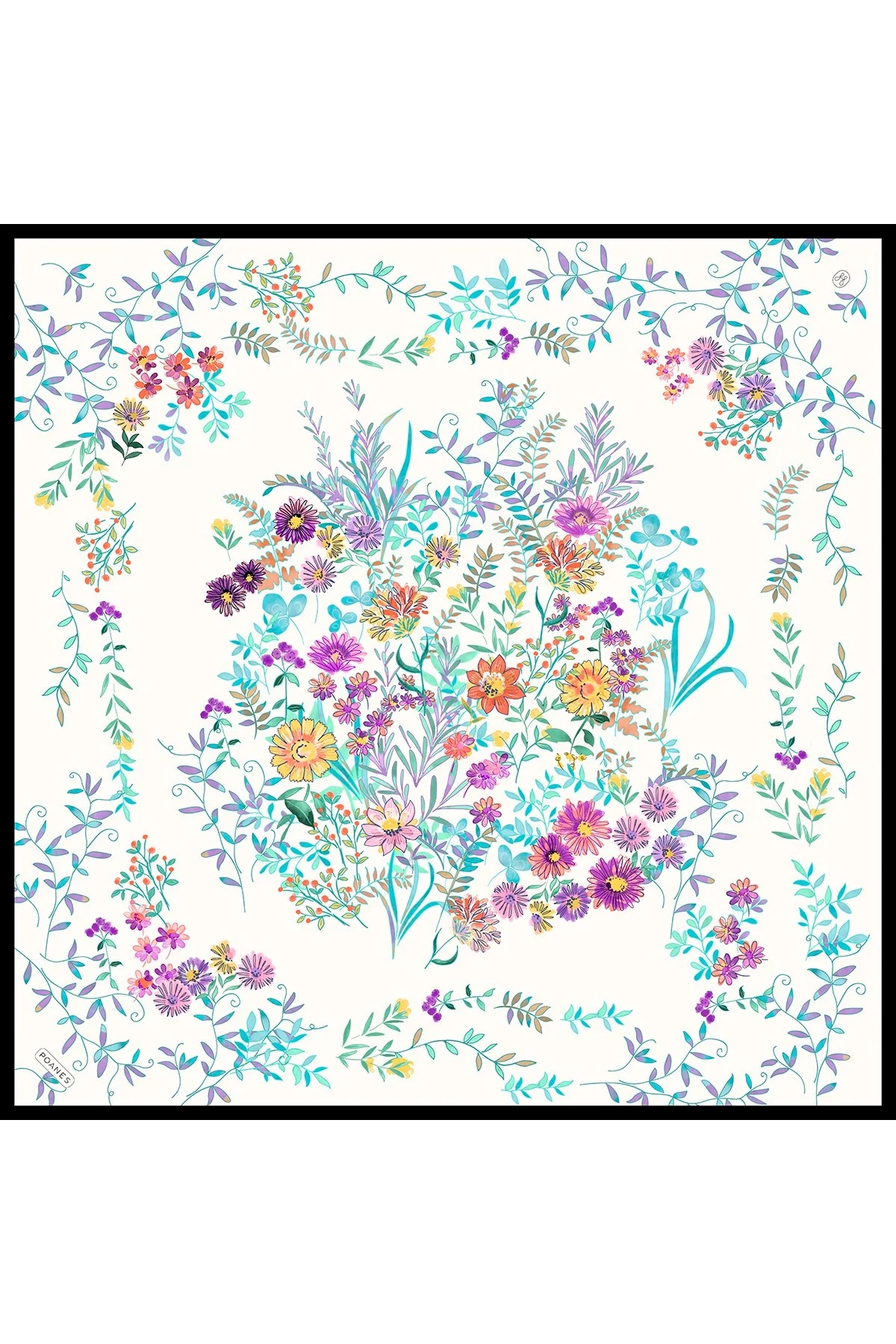 Arajman Desenli Twill İpek Eşarp
