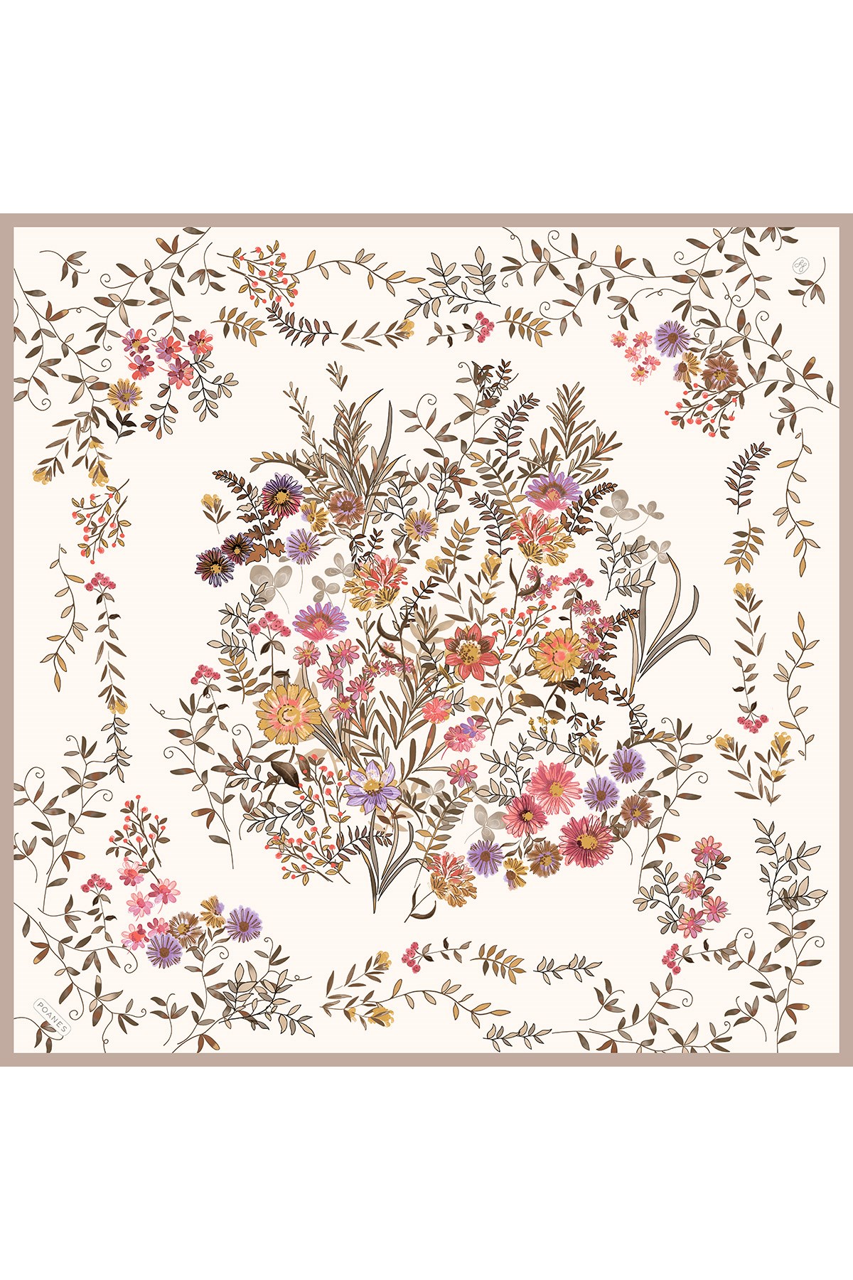 Arajman Desenli Twill İpek Eşarp