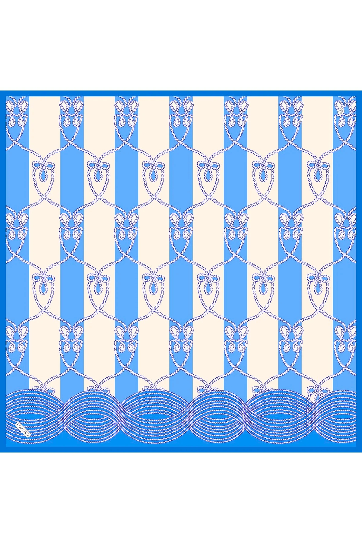 Marin Desenli Twill İpek Eşarp