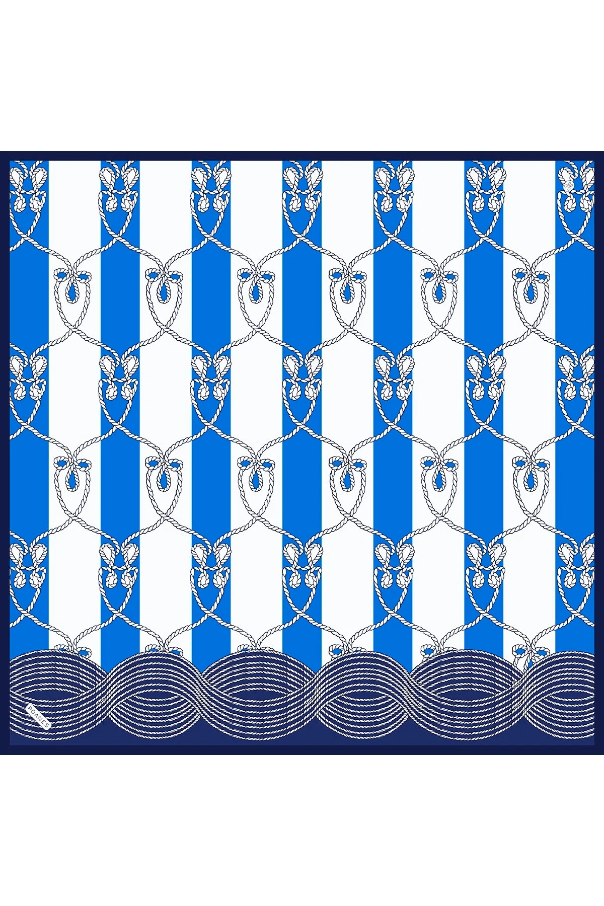 Marin Desenli Twill İpek Eşarp