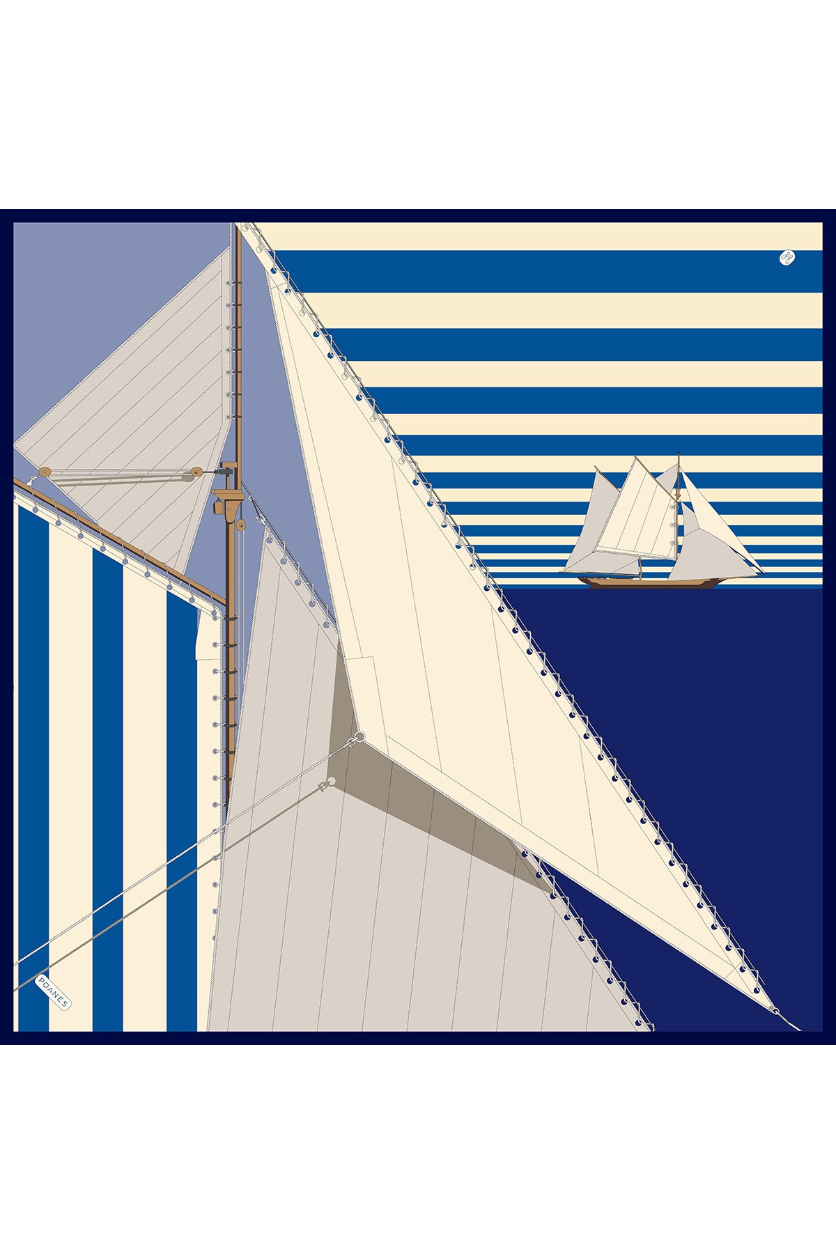 Yelken Çizgi Desen Twill İpek Eşarp