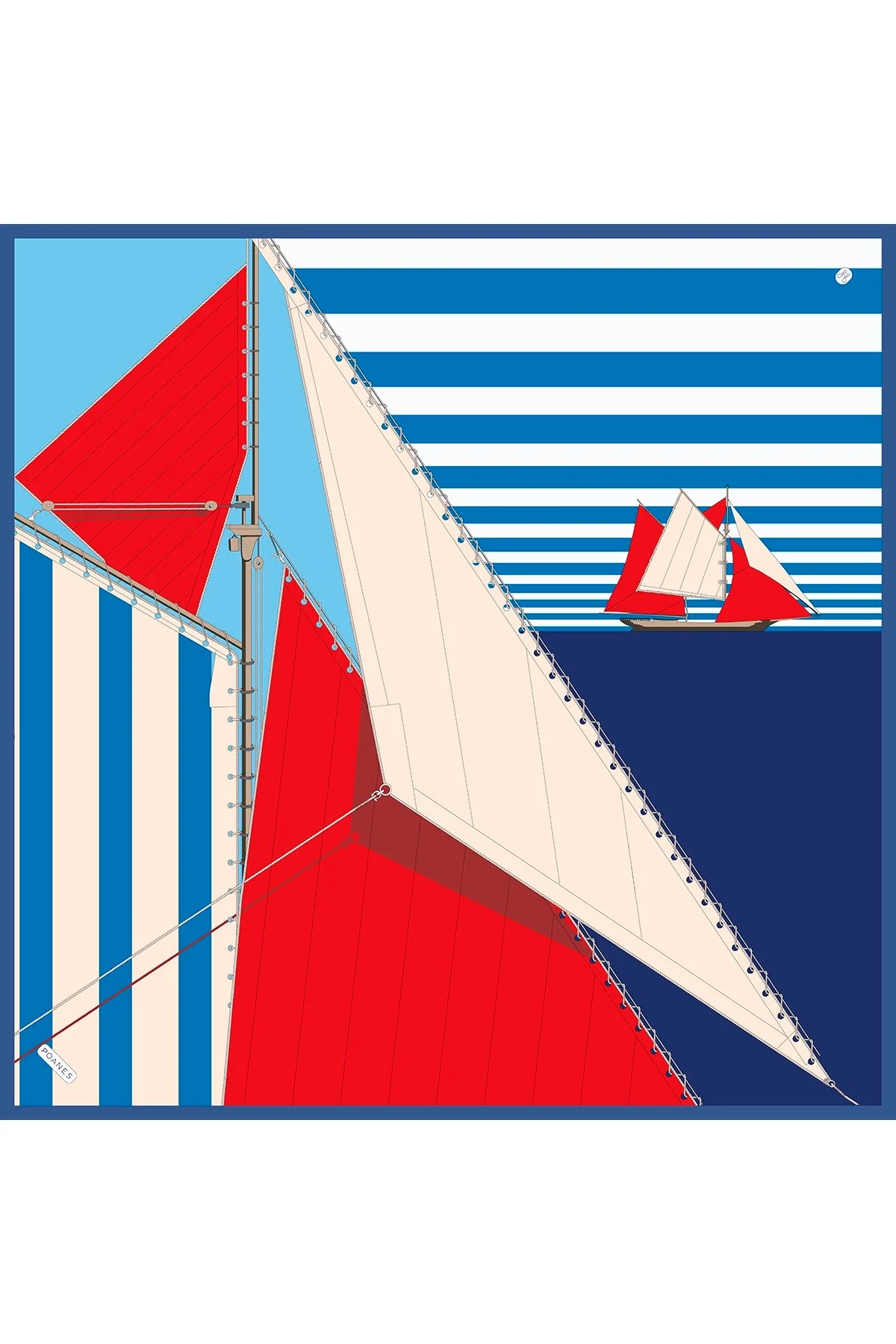 Yelken Çizgi Desen Twill İpek Eşarp