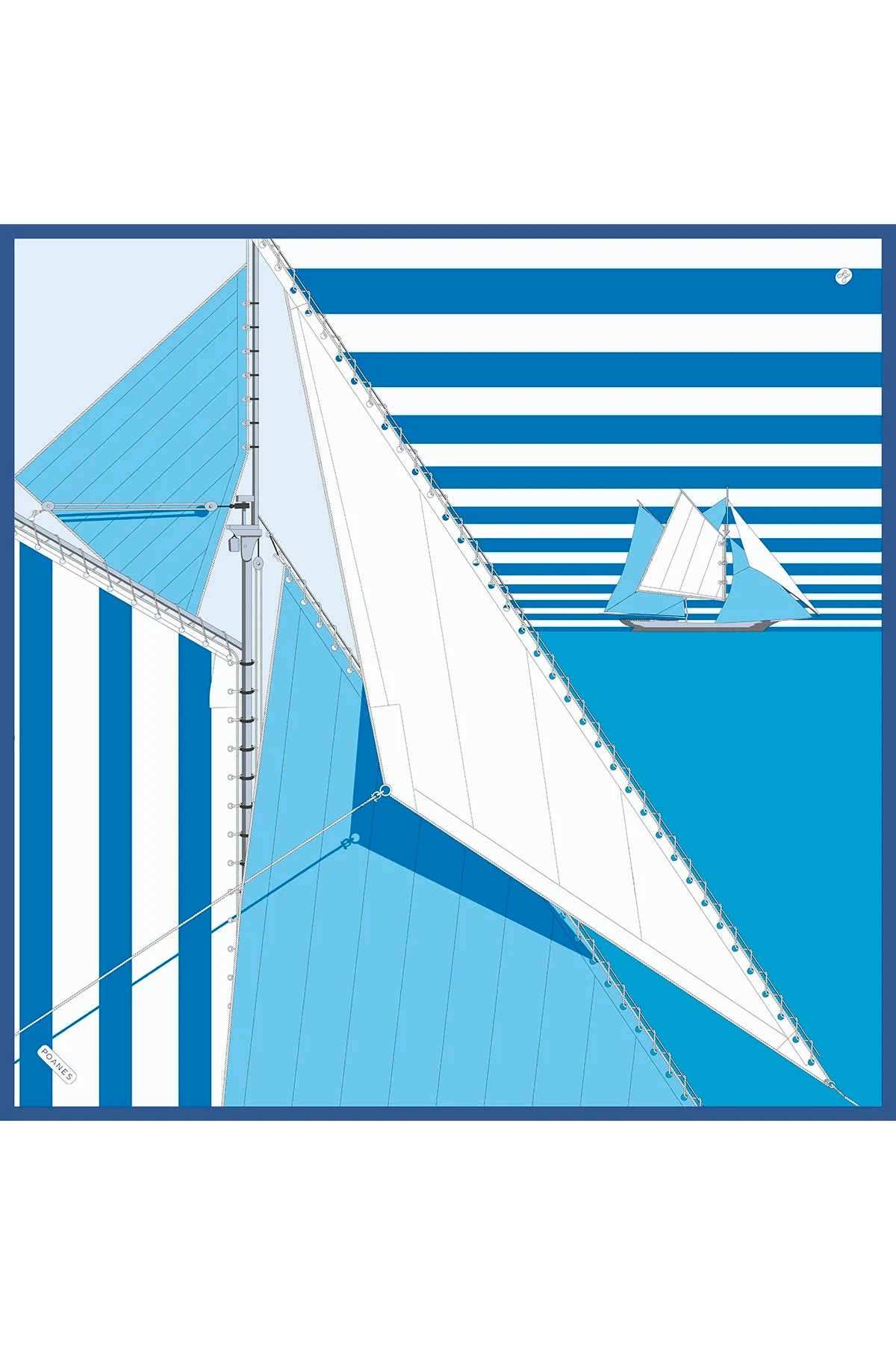 Yelken Çizgi Desen Twill İpek Eşarp