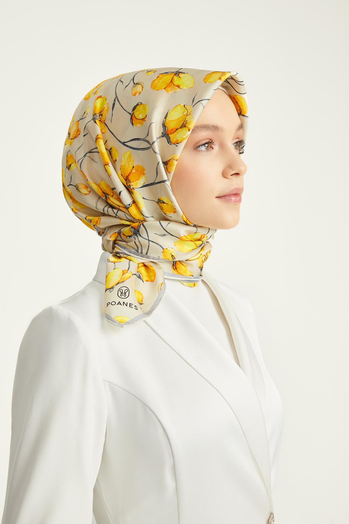 Poanes DESENLİ ÇİFT TARAFLI TWILL İPEK EŞARP görseli 4