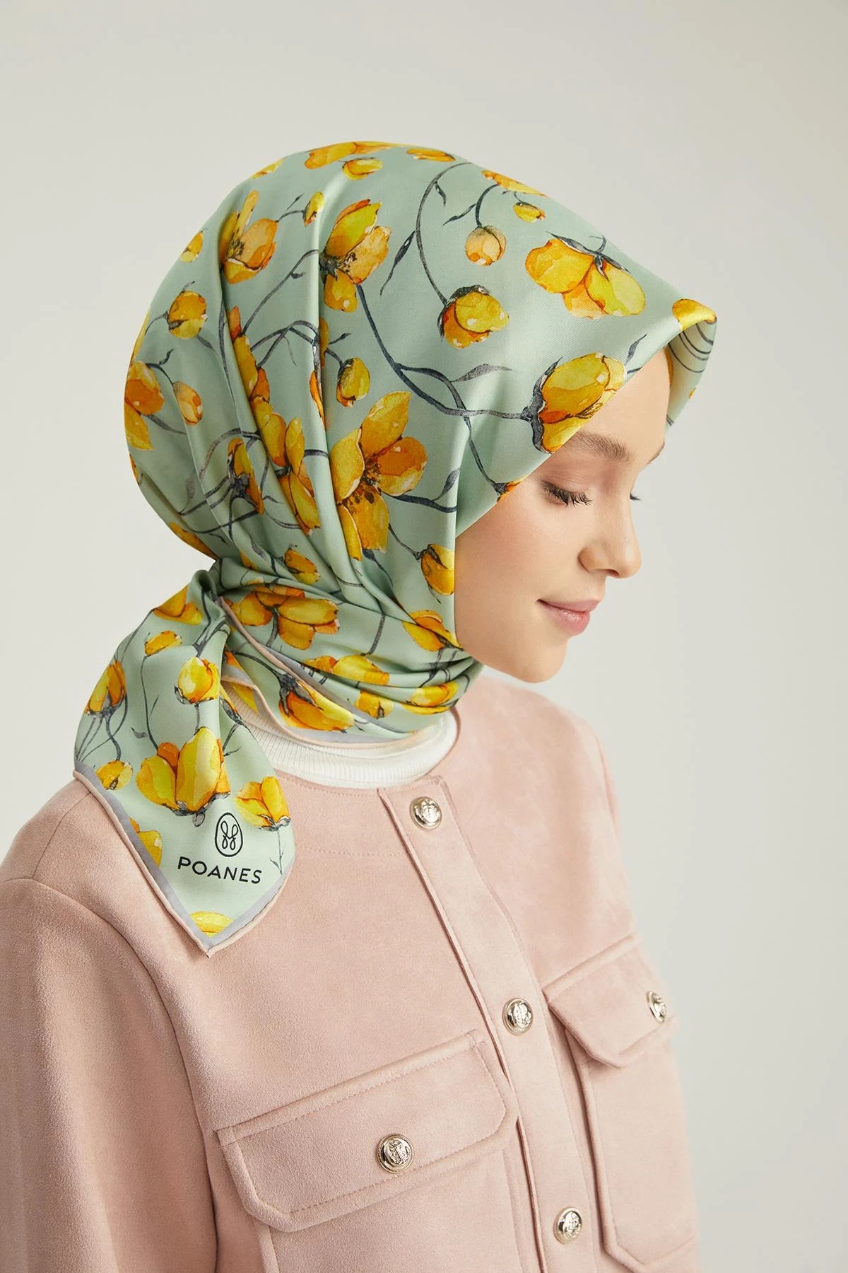 Poanes DESENLİ ÇİFT TARAFLI TWILL İPEK EŞARP görseli 1