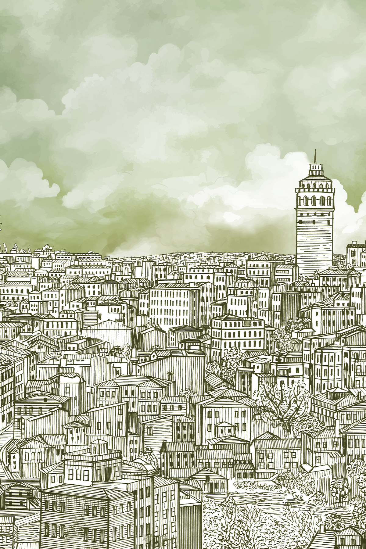 İstanbul Desenli Krep İpek Şal görseli 4
