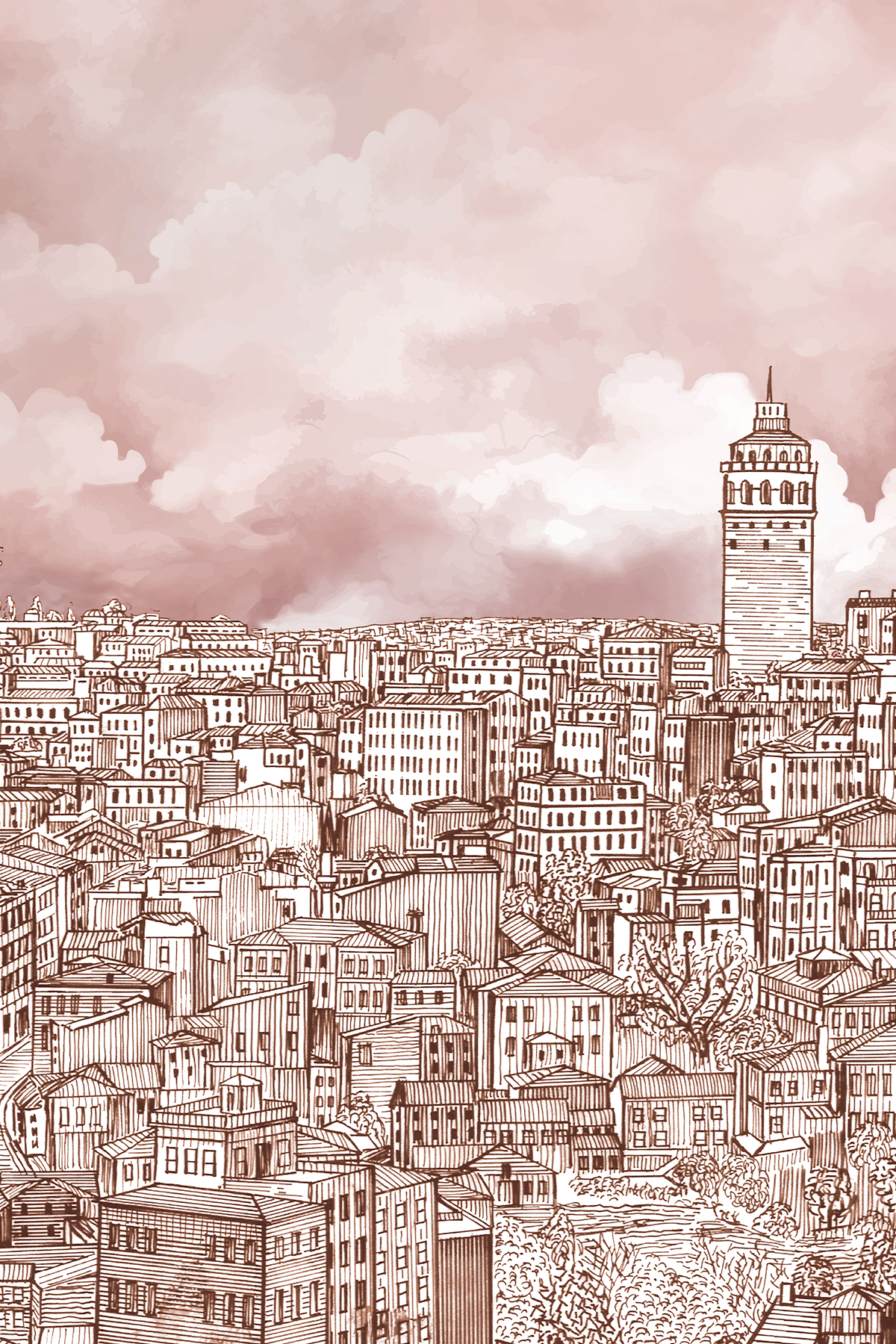 İstanbul Desenli Krep İpek Şal görseli 2