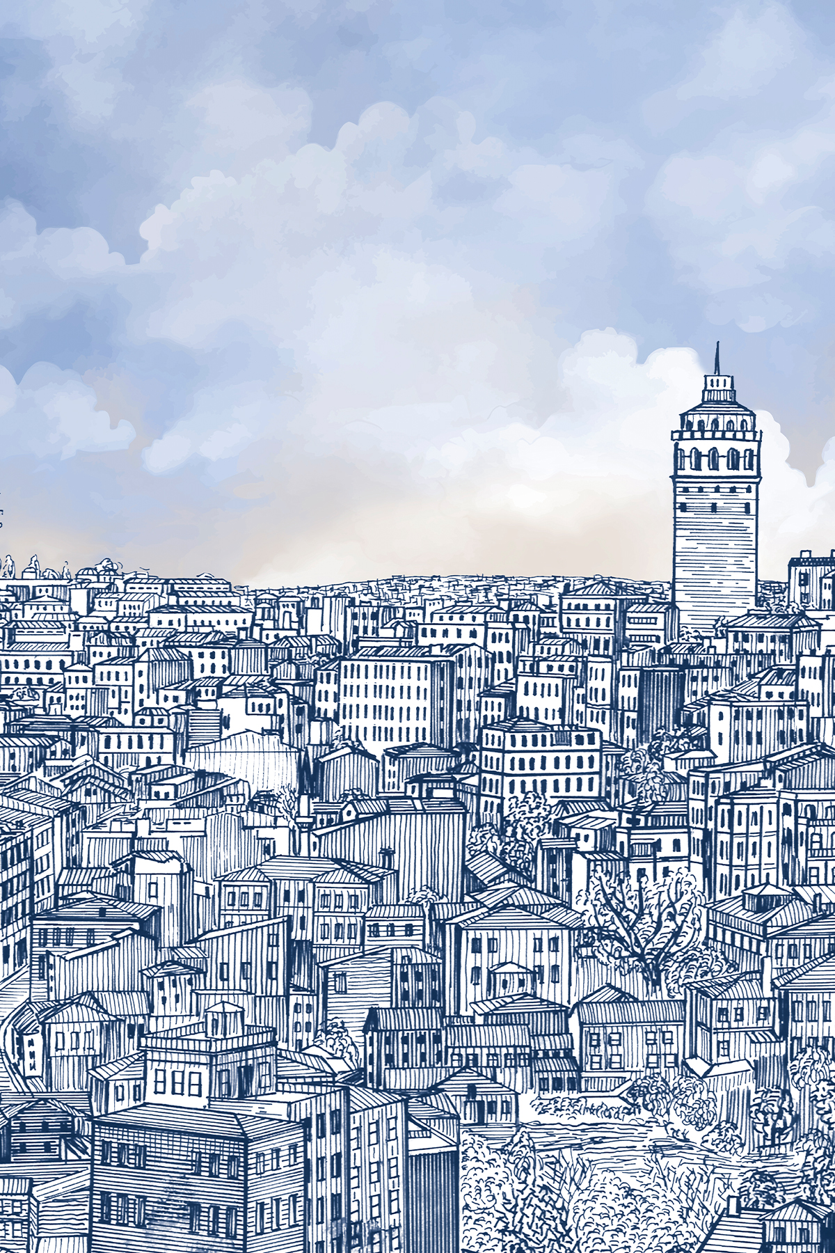 İstanbul Desenli Krep İpek Şal görseli 2