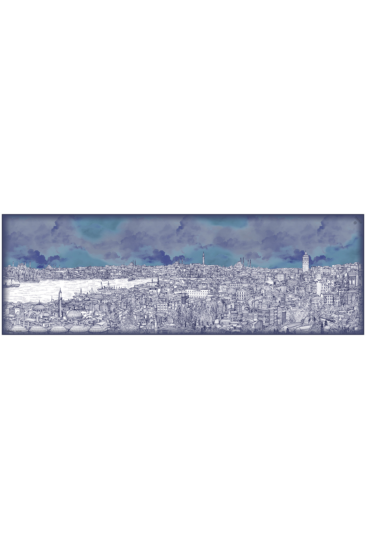 İstanbul Desenli Krep İpek Şal görseli 3