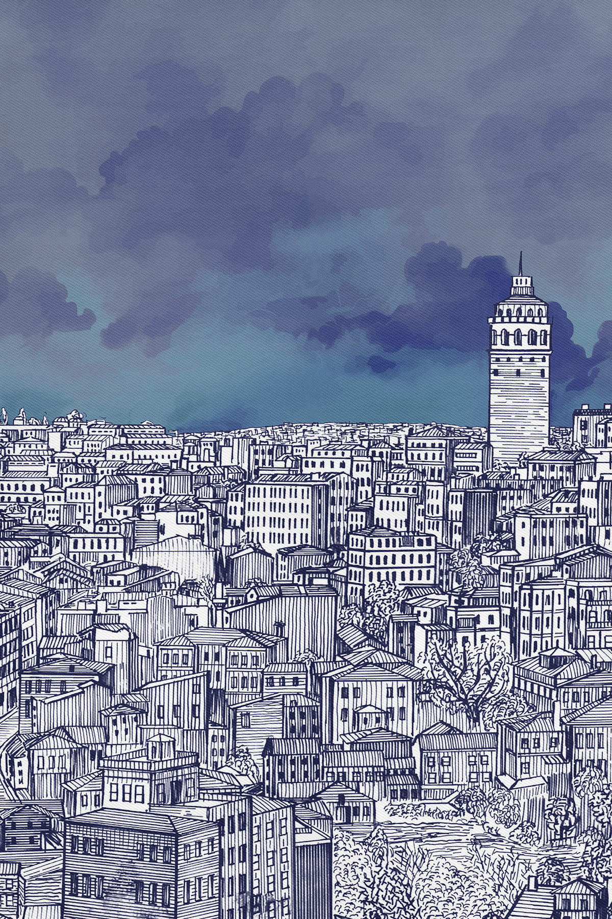 İstanbul Desenli Krep İpek Şal görseli 4