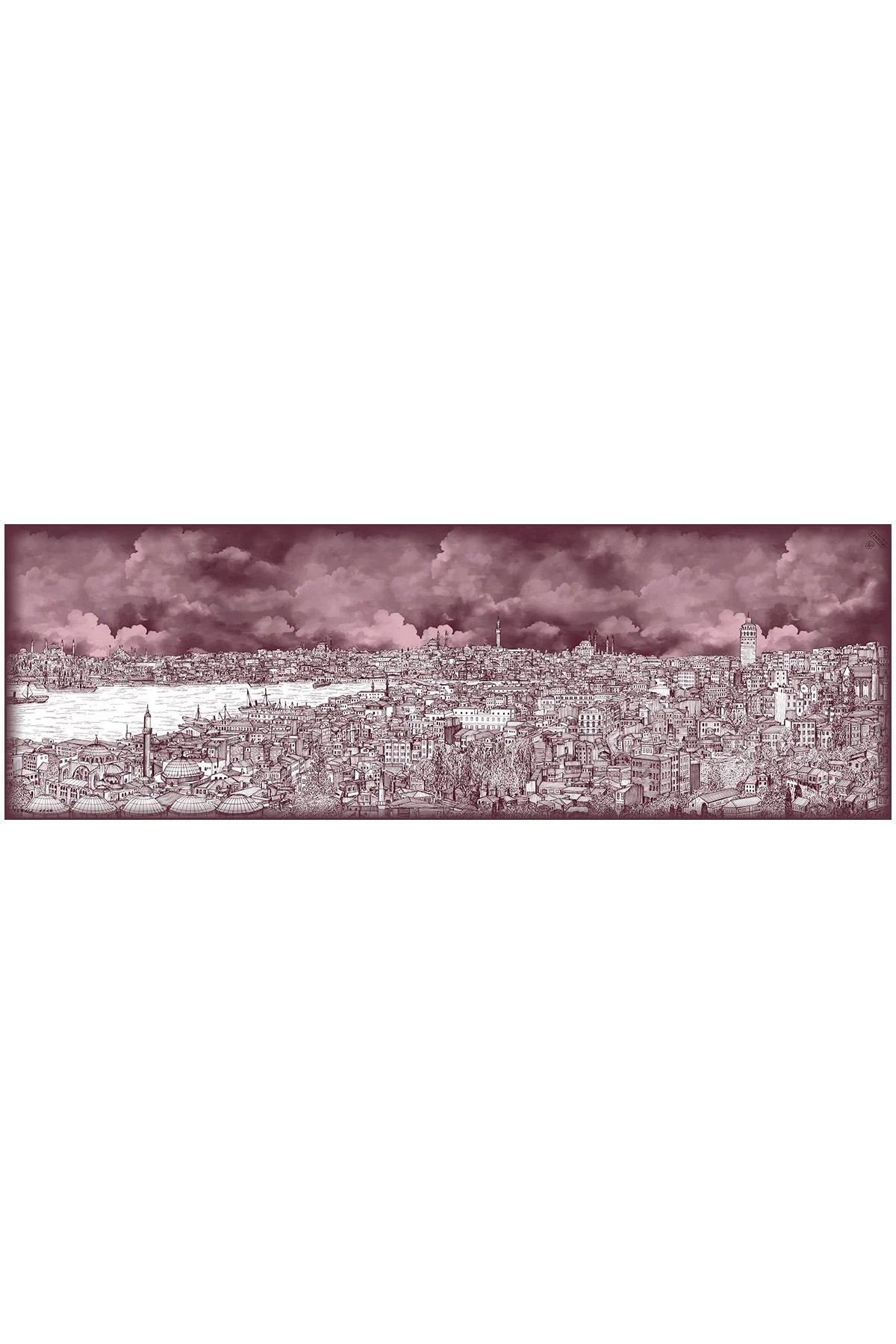 İstanbul Desenli Krep İpek Şal