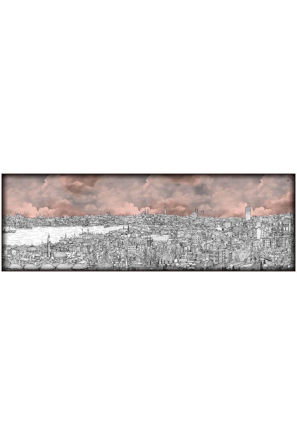 İstanbul Desenli Krep İpek Şal