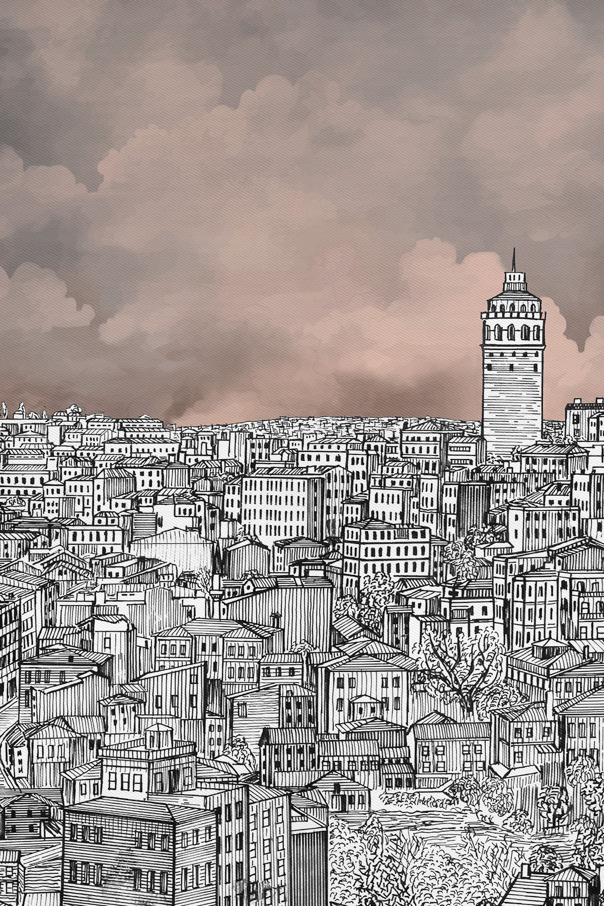 İstanbul Desenli Krep İpek Şal görseli 2