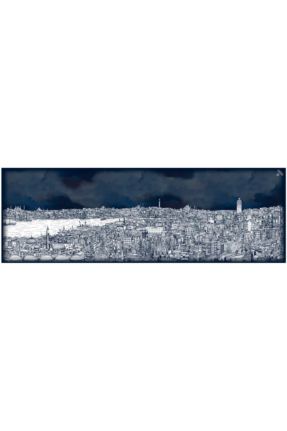 İstanbul Desenli Krep İpek Şal