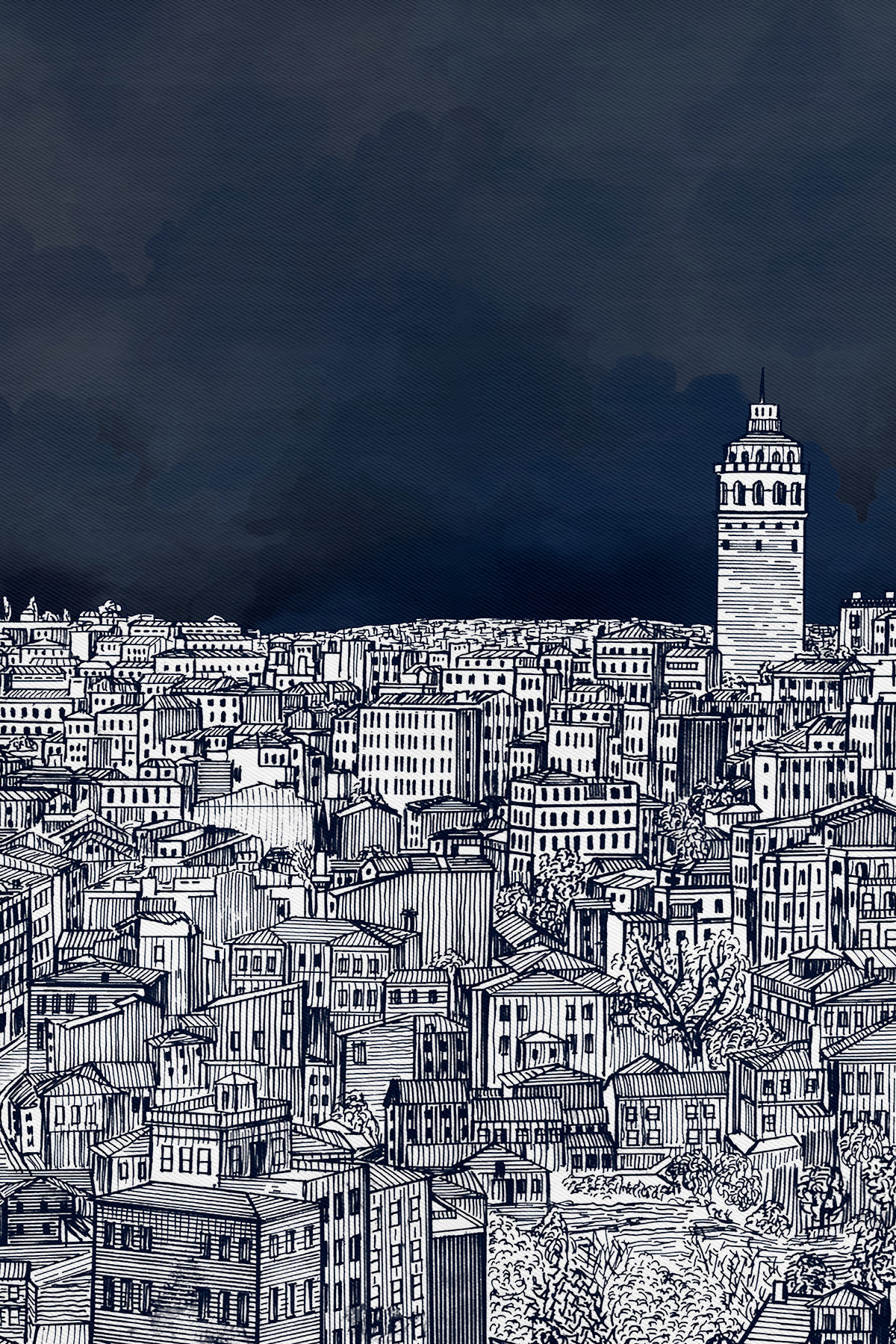 İstanbul Desenli Krep İpek Şal görseli 3