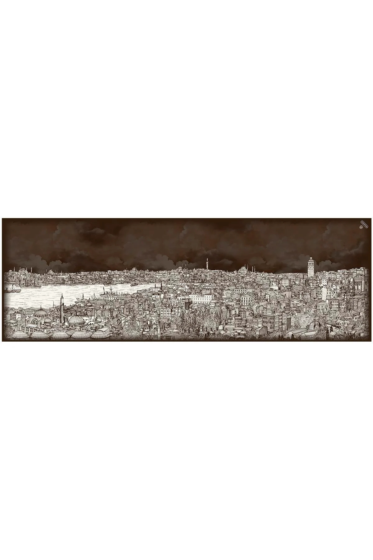 İstanbul Desenli Krep İpek Şal