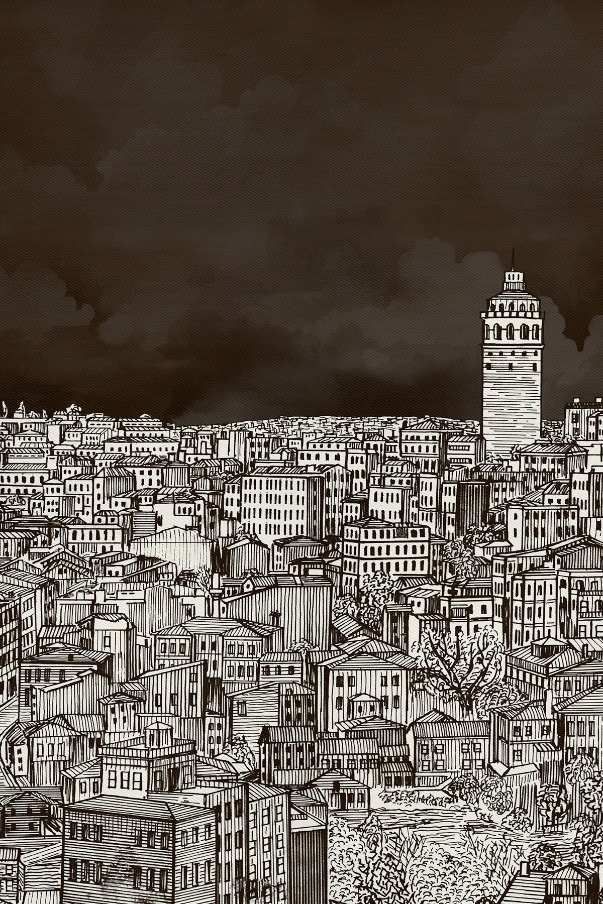 İstanbul Desenli Krep İpek Şal görseli 2