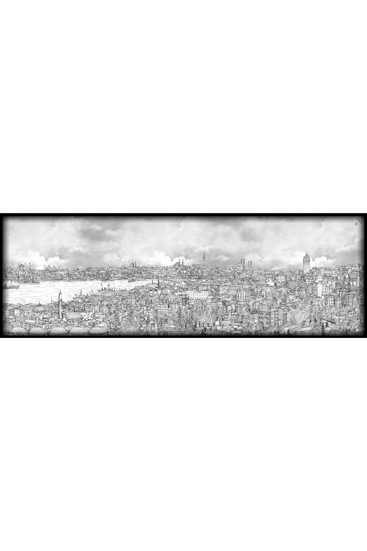 İstanbul Desenli Krep İpek Şal
