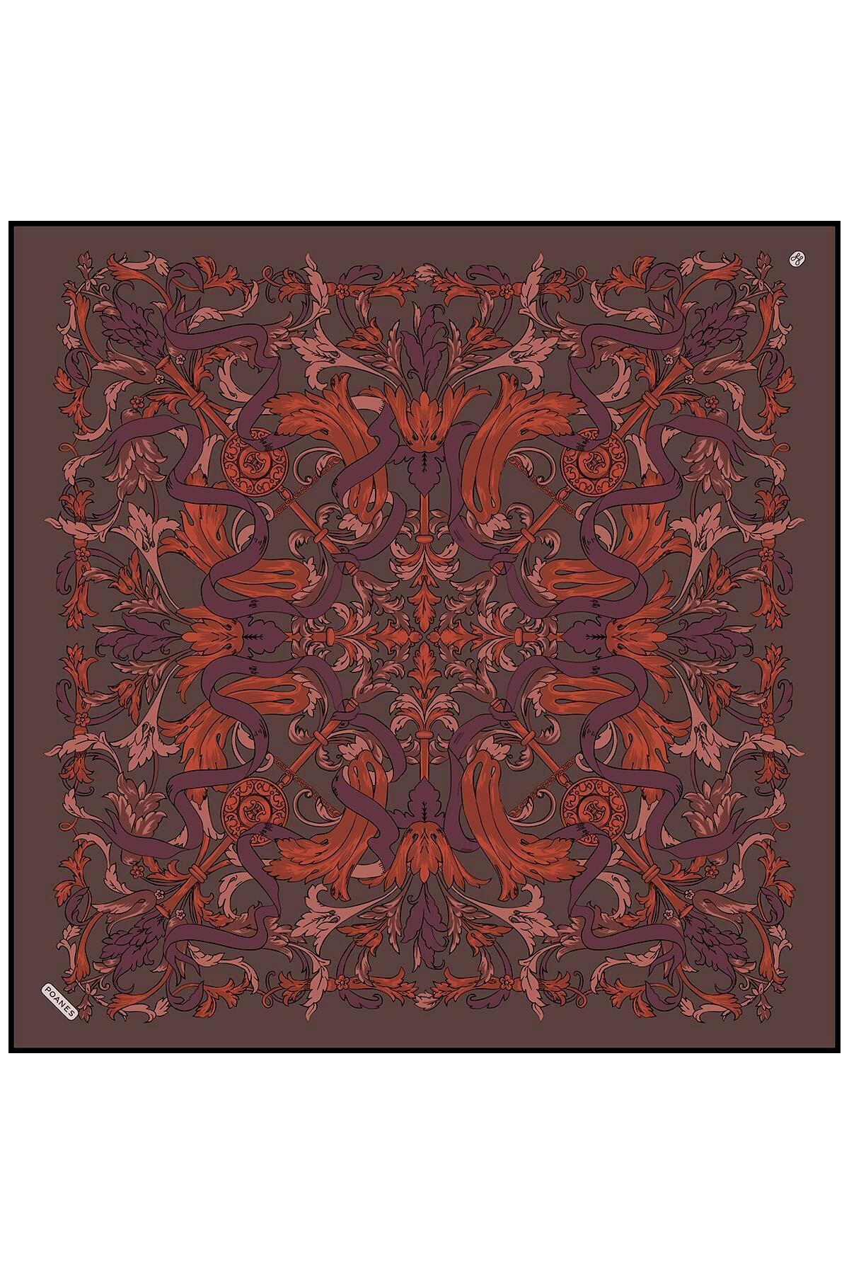 Poanes Barok Kurdele Desenli Twill İpek Eşarp görseli 1