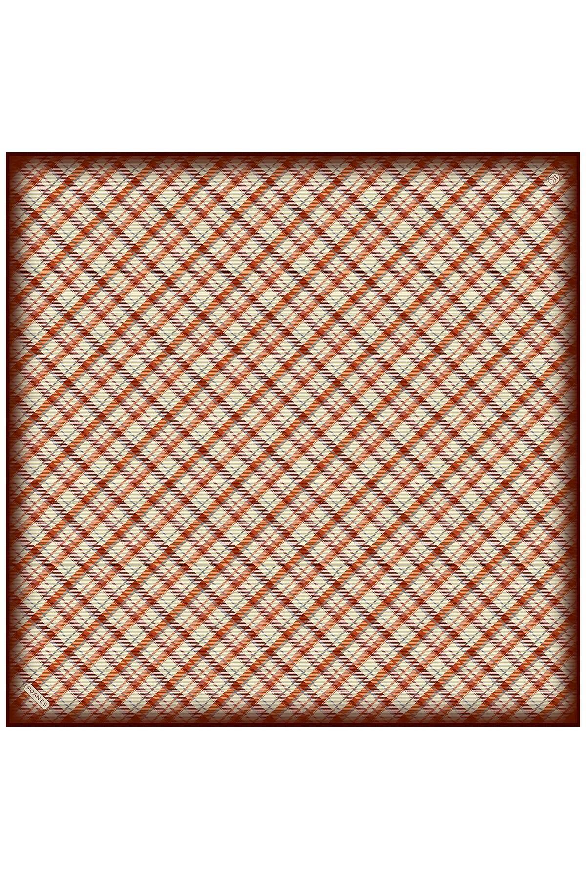 Poanes Mevsim Ekose Desenli Twill İpek Eşarp görseli 2