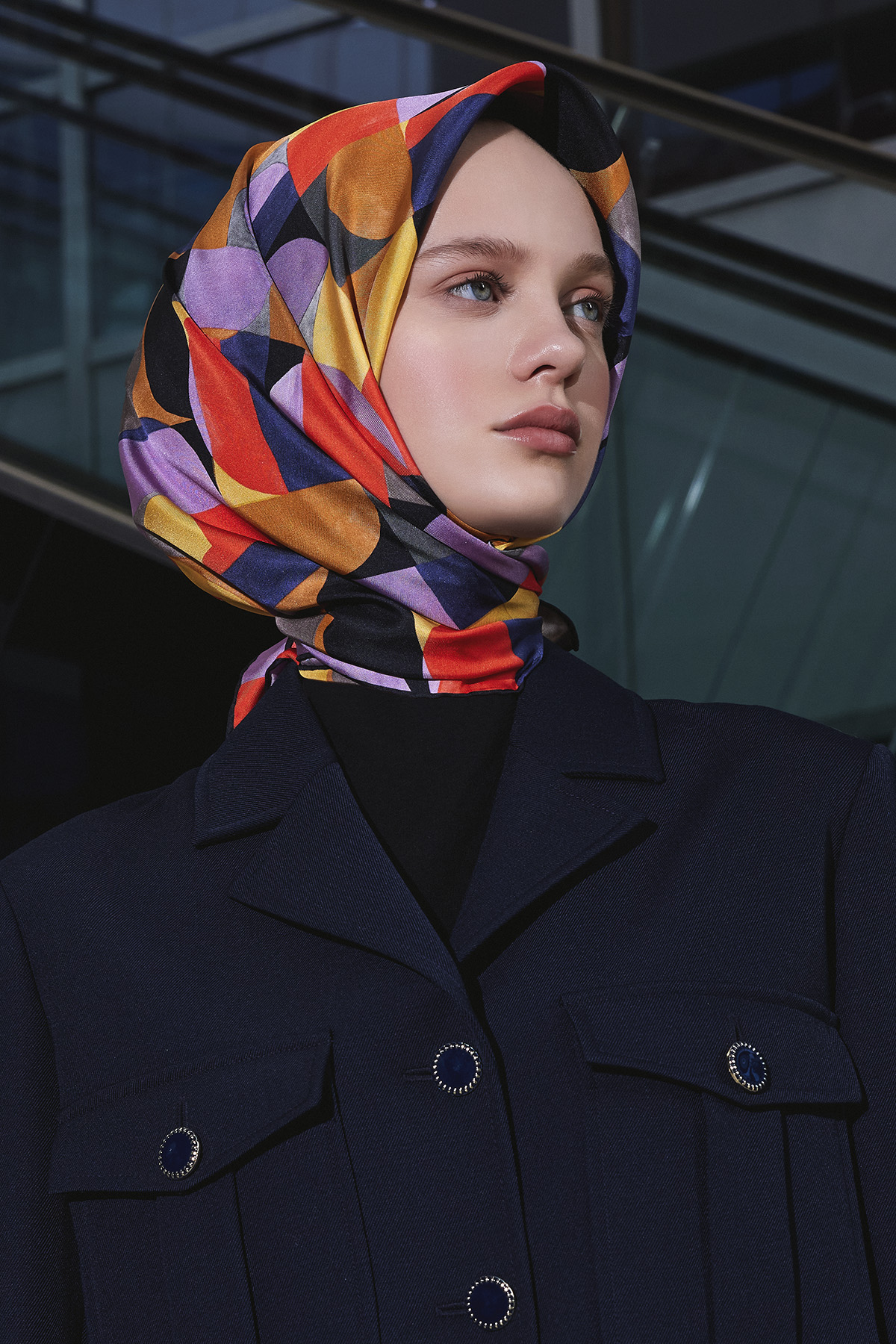Poanes Denge Desenli Twill İpek Eşarp görseli 3