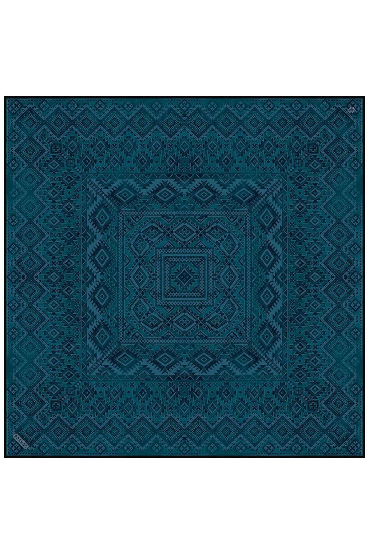 Poanes Etnik Desenli Twill İpek Eşarp görseli 1