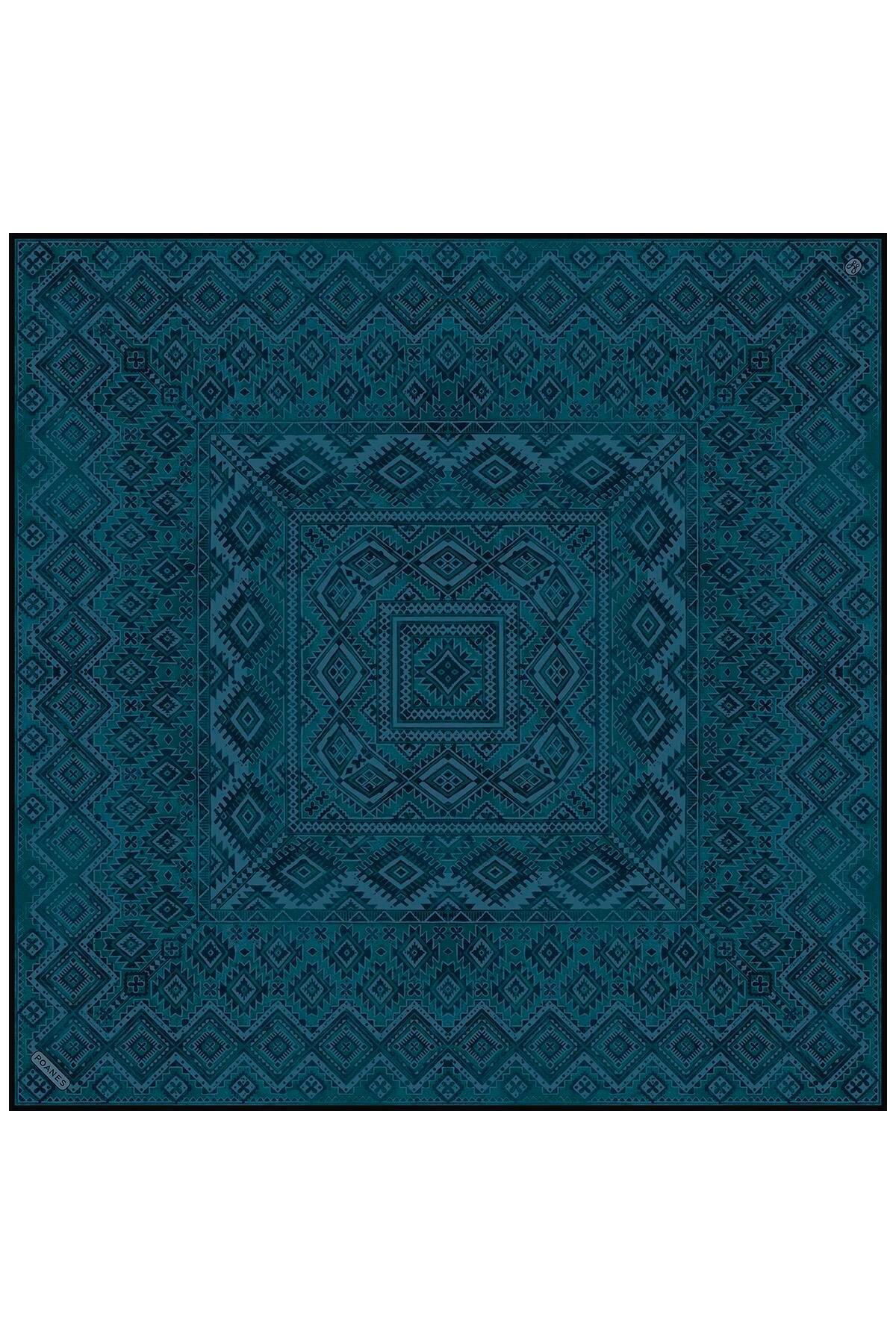 Poanes Etnik Desenli Twill İpek Eşarp görseli 2