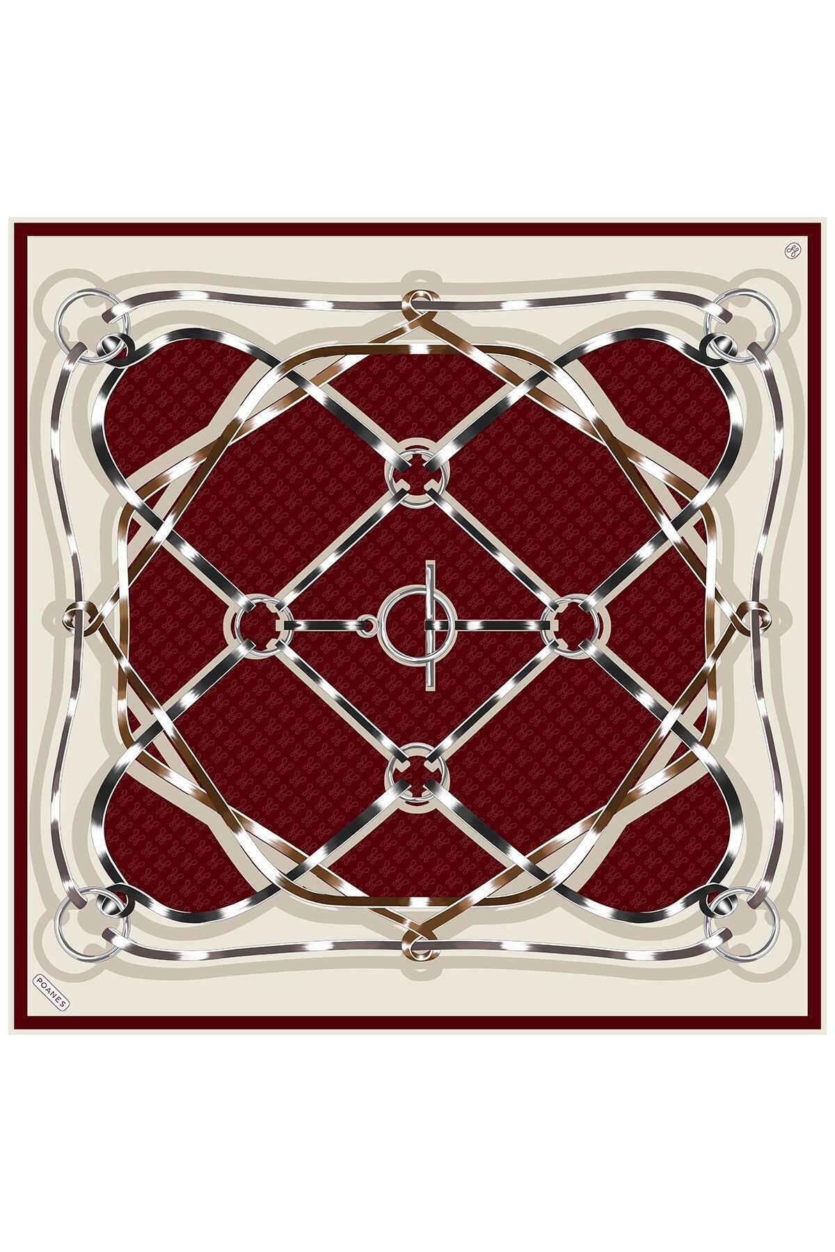 Poanes Marin Monogram Desenli Twill İpek Eşarp görseli 1