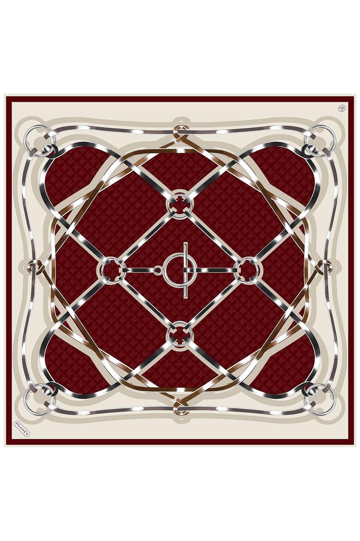 Poanes Marin Monogram Desenli Twill İpek Eşarp görseli 2