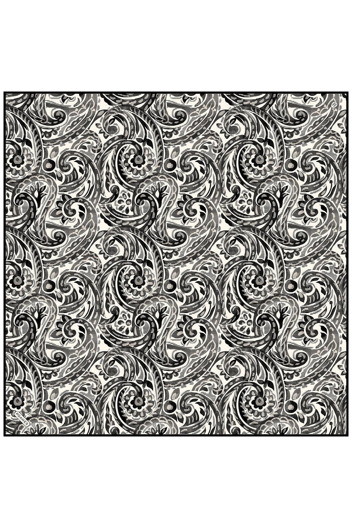 Poanes Paisley Dalgası Desenli Twill İpek Eşarp görseli 1