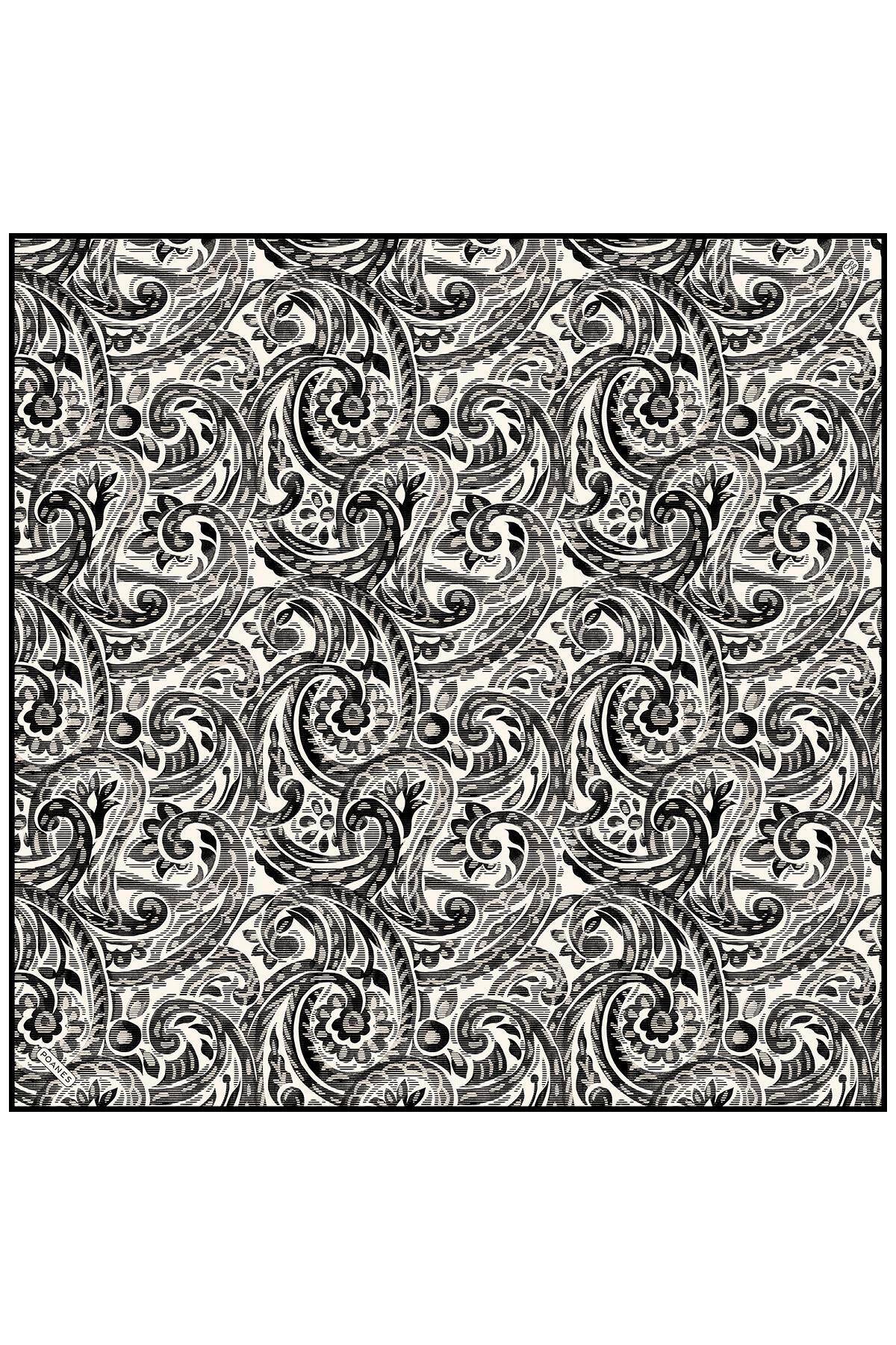 Poanes Paisley Dalgası Desenli Twill İpek Eşarp görseli 2