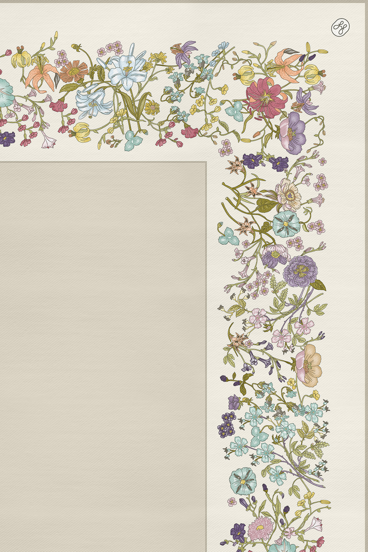 Poanes Çiçek Bordür Desenli Twill İpek Eşarp görseli 4