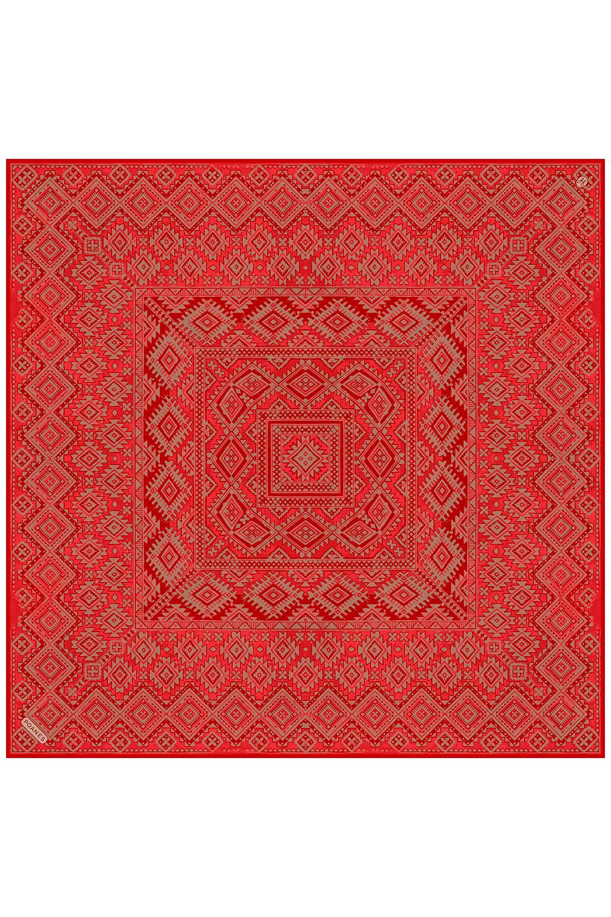 Poanes Etnik Desenli Twill İpek Eşarp görseli 1