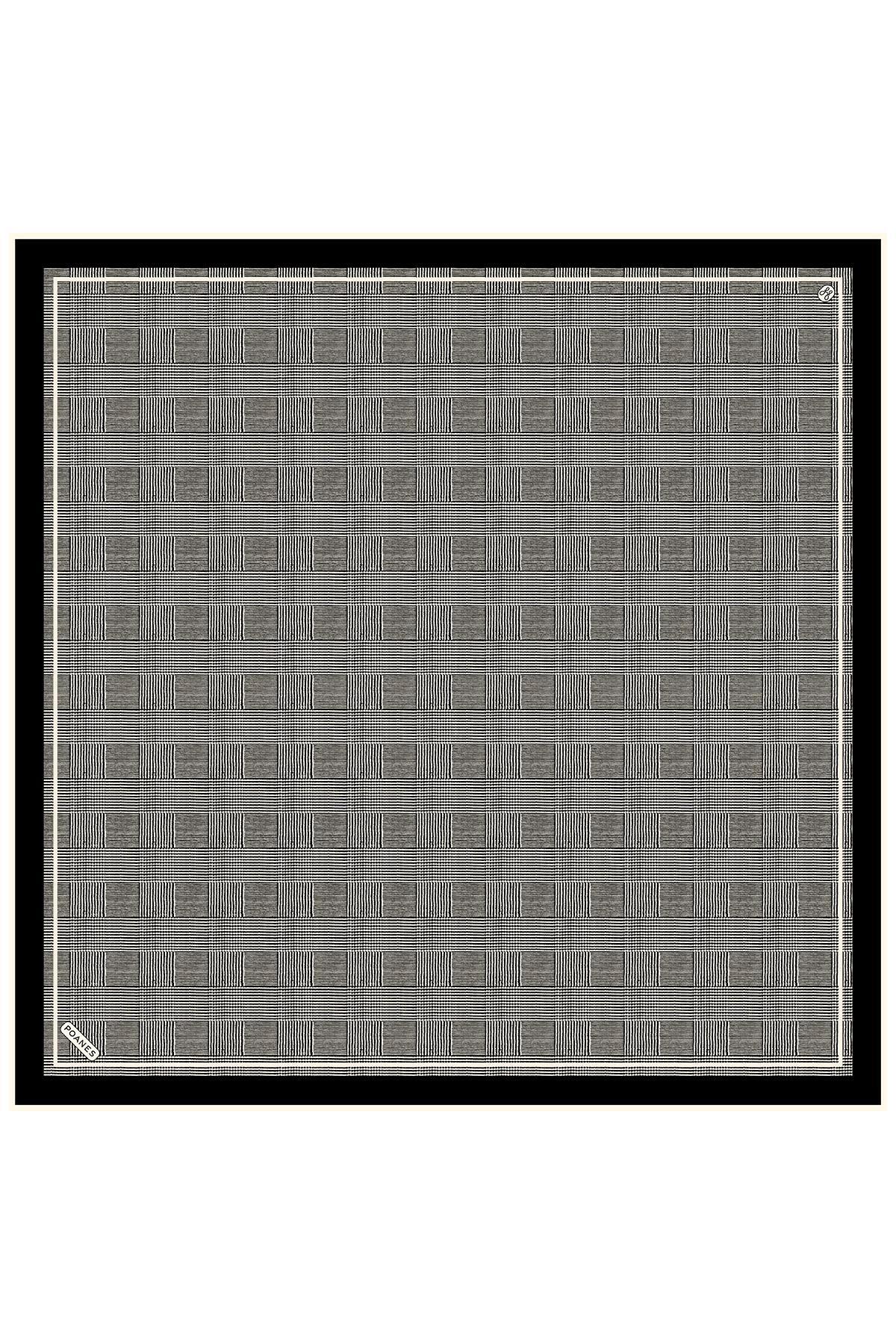 Poanes Kareli Ekose Desenli Twill İpek Eşarp görseli 1