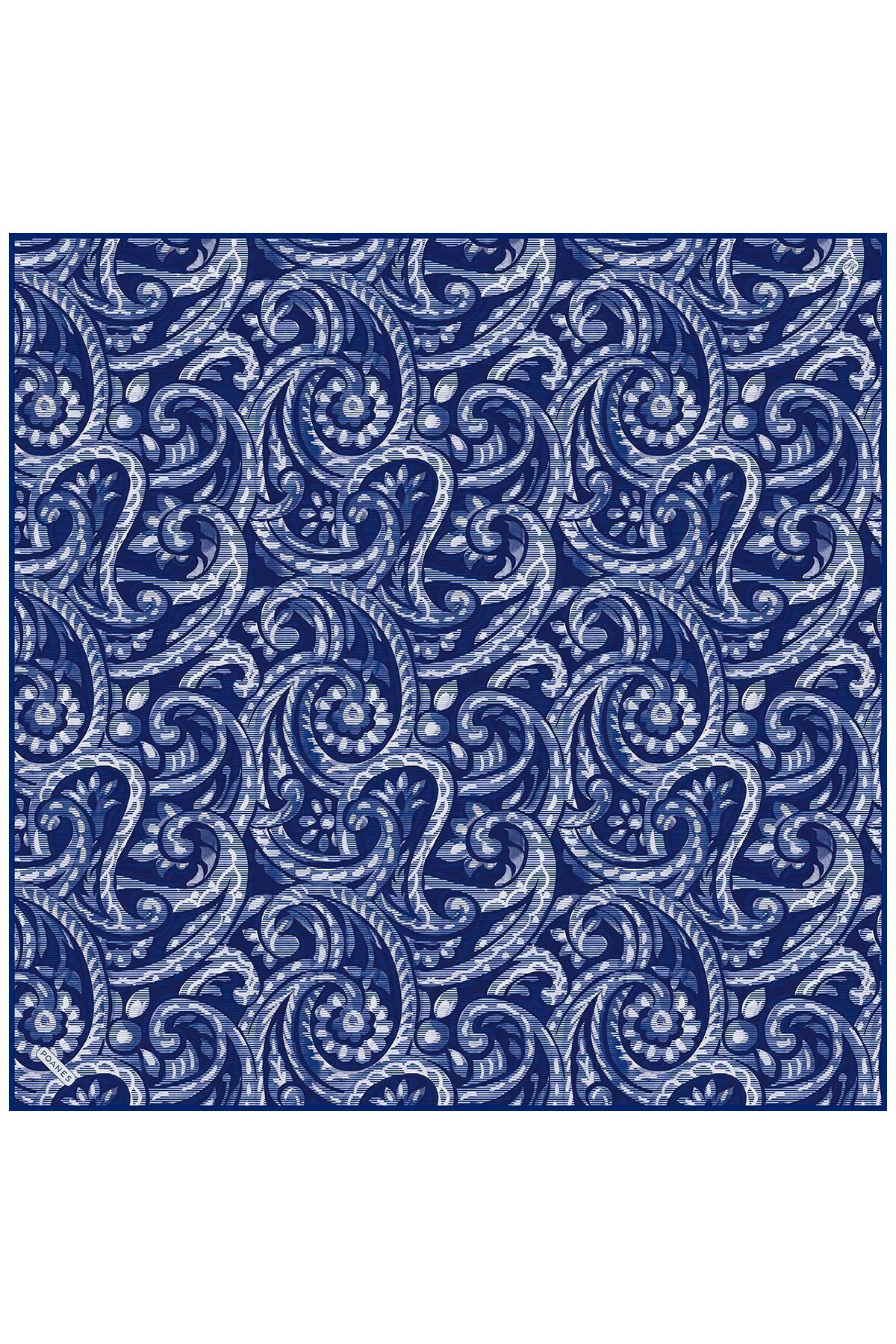 Poanes Paisley Dalgası Desenli Twill İpek Eşarp görseli 1