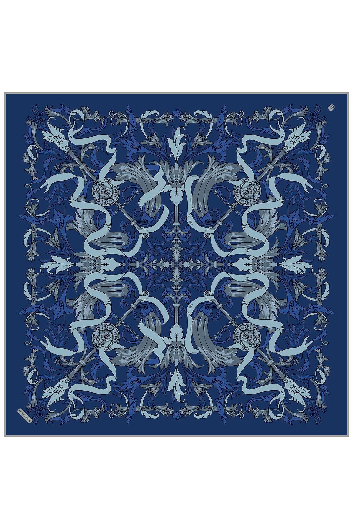 Poanes Barok Kurdele Desenli Twill İpek Eşarp görseli 1