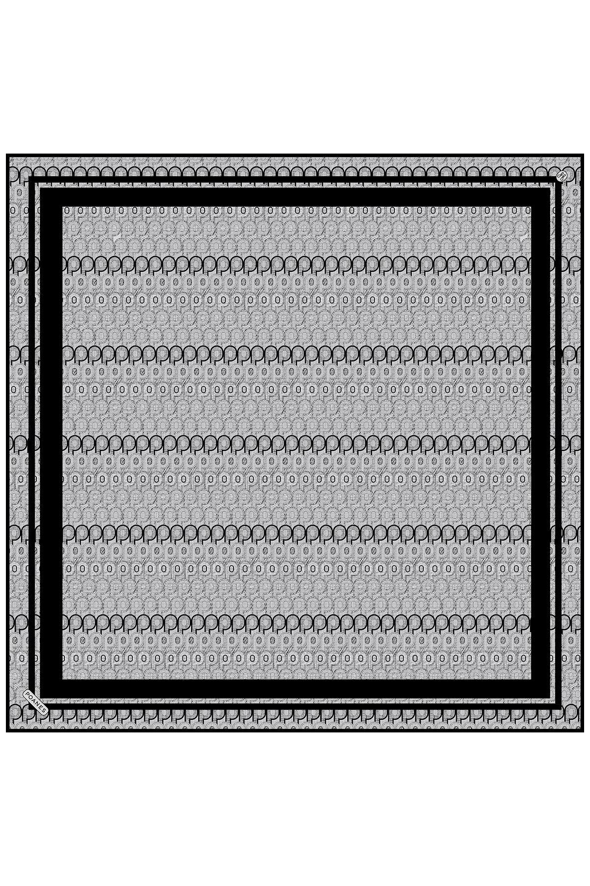 Poanes Monogram Desenli Twill İpek Eşarp görseli 1