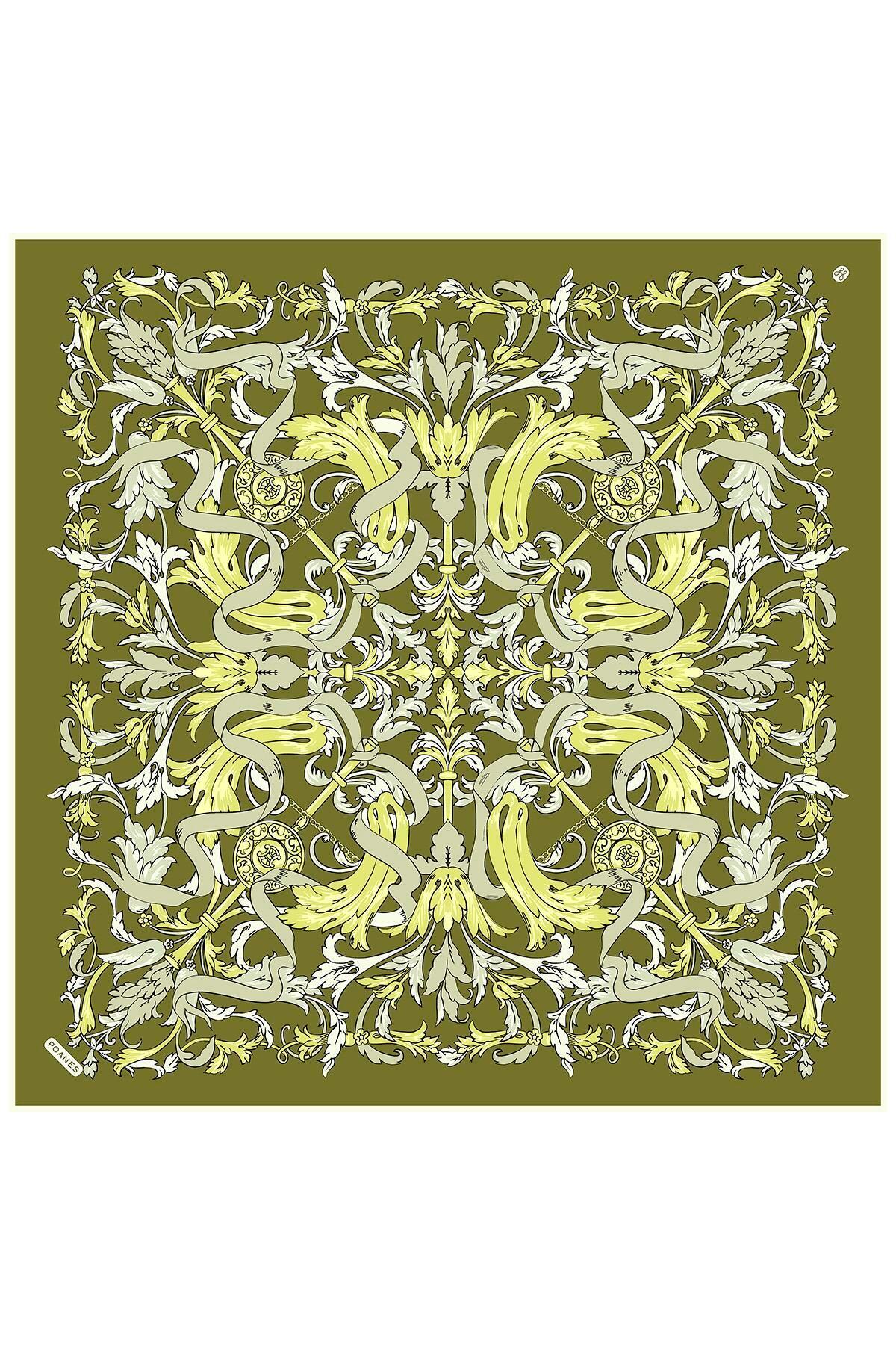 Poanes Barok Kurdele Desenli Twill İpek Eşarp görseli 1