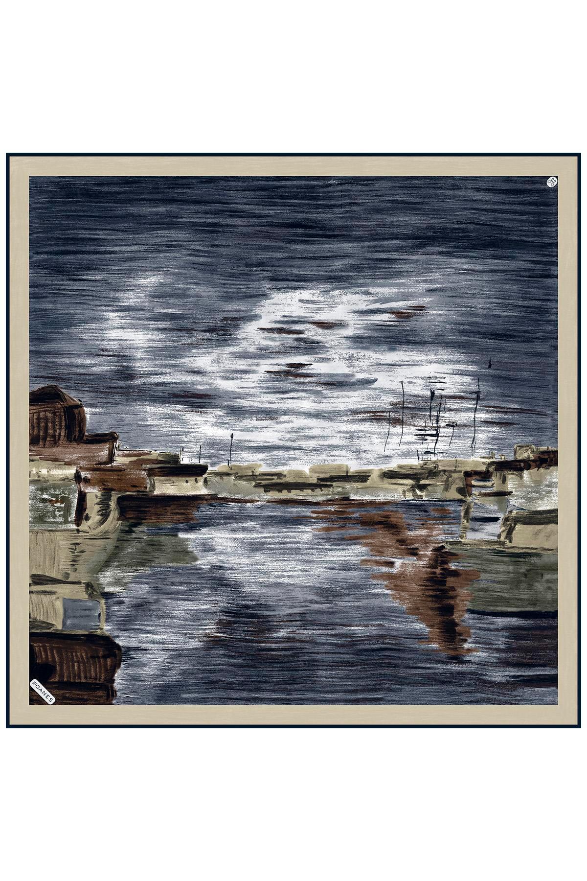 Poanes Günbatımı Desenli Twill İpek Eşarp görseli 1