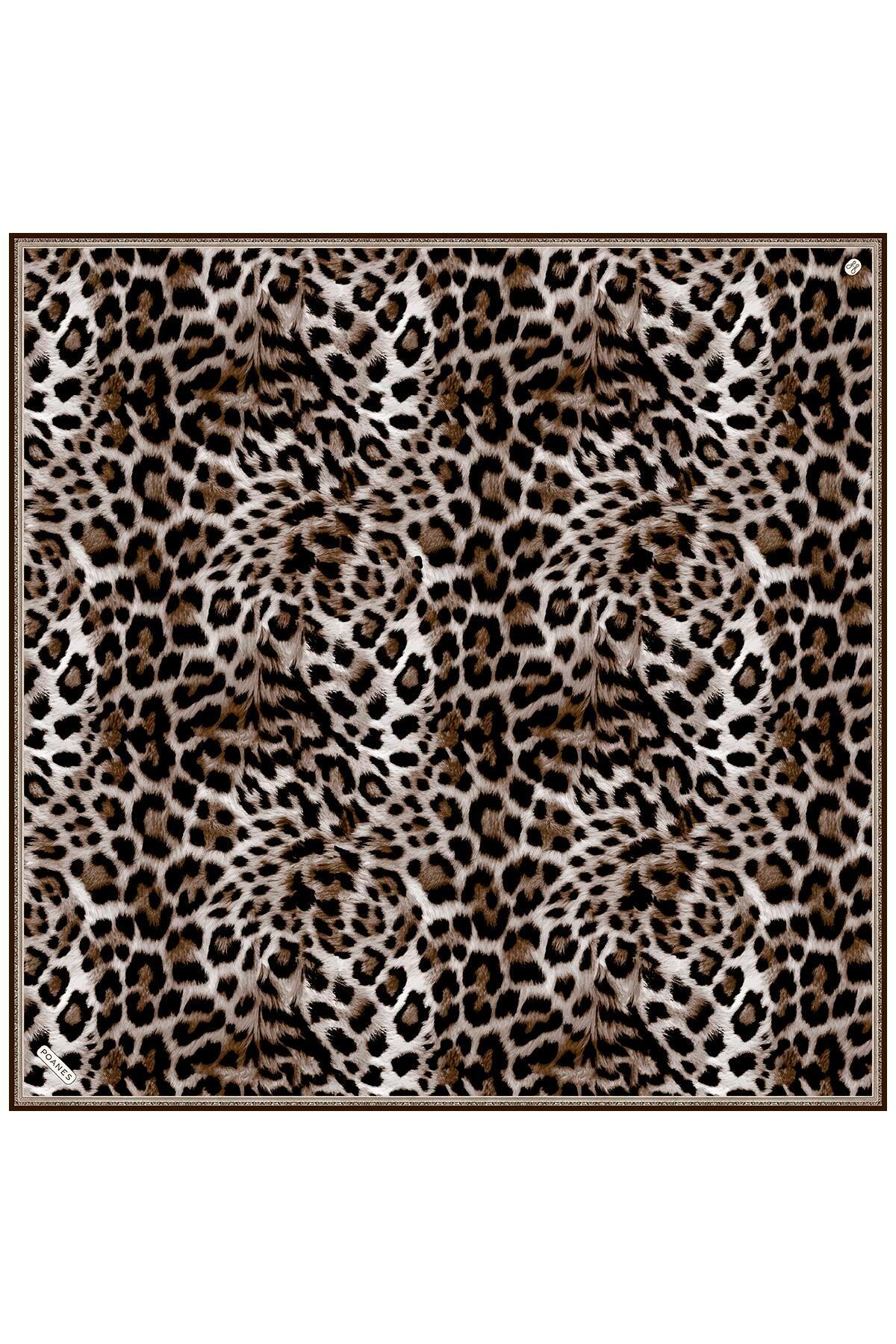 Poanes Leopar Desenli Twill İpek Eşarp görseli 1